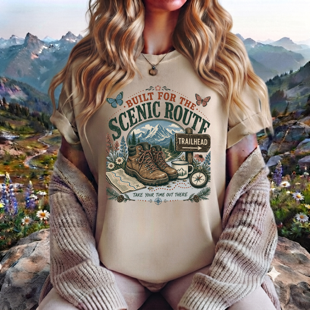 Scenic Route Trailhead T‑Shirt — Built for the Scenic Route Hiking Tee