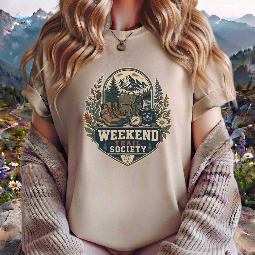Weekend Trail Society T-Shirt — Vintage Outdoor Hiking & Camping Graphic Tee