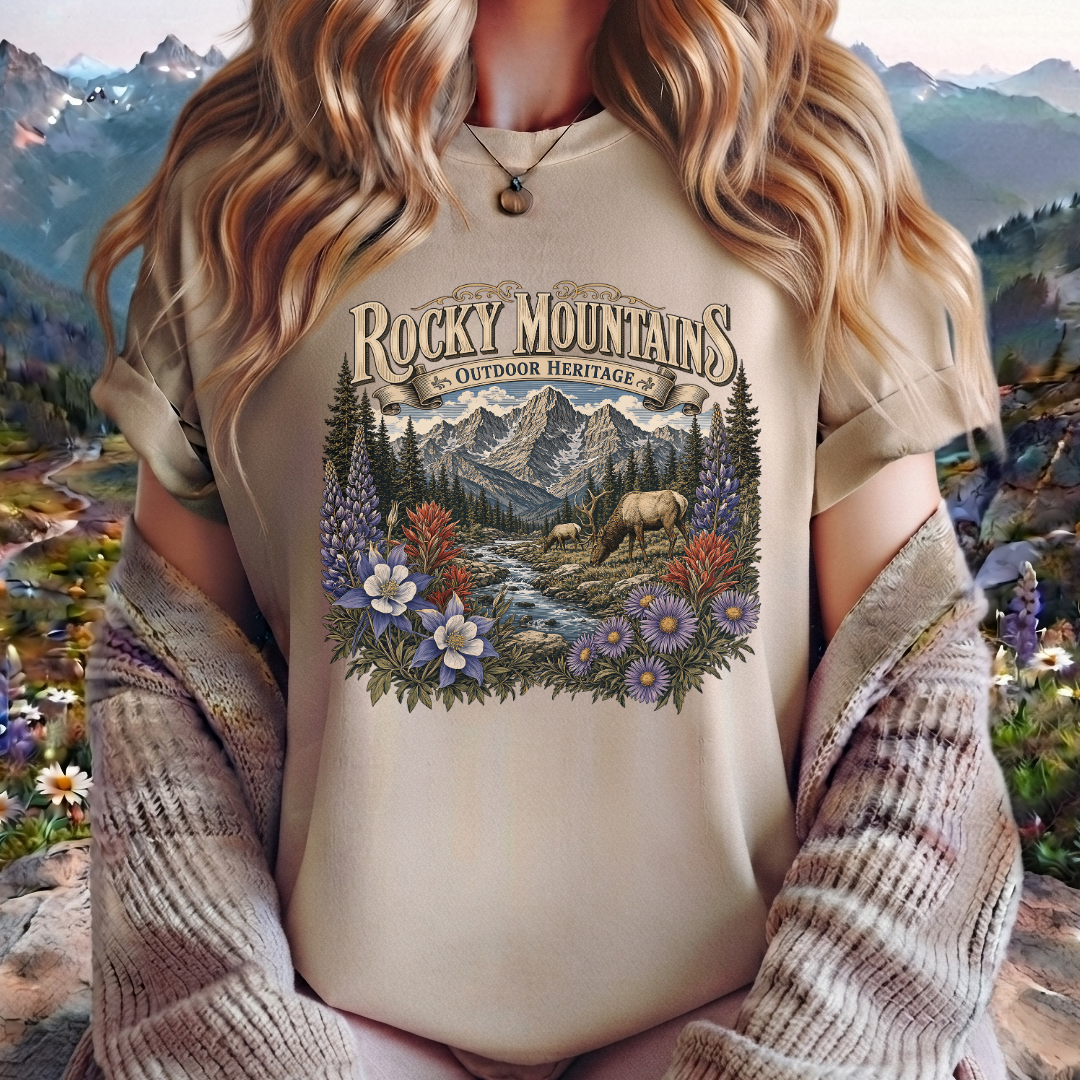 Rocky Mountains Nature T-Shirt — Outdoor Heritage Scenic Tee