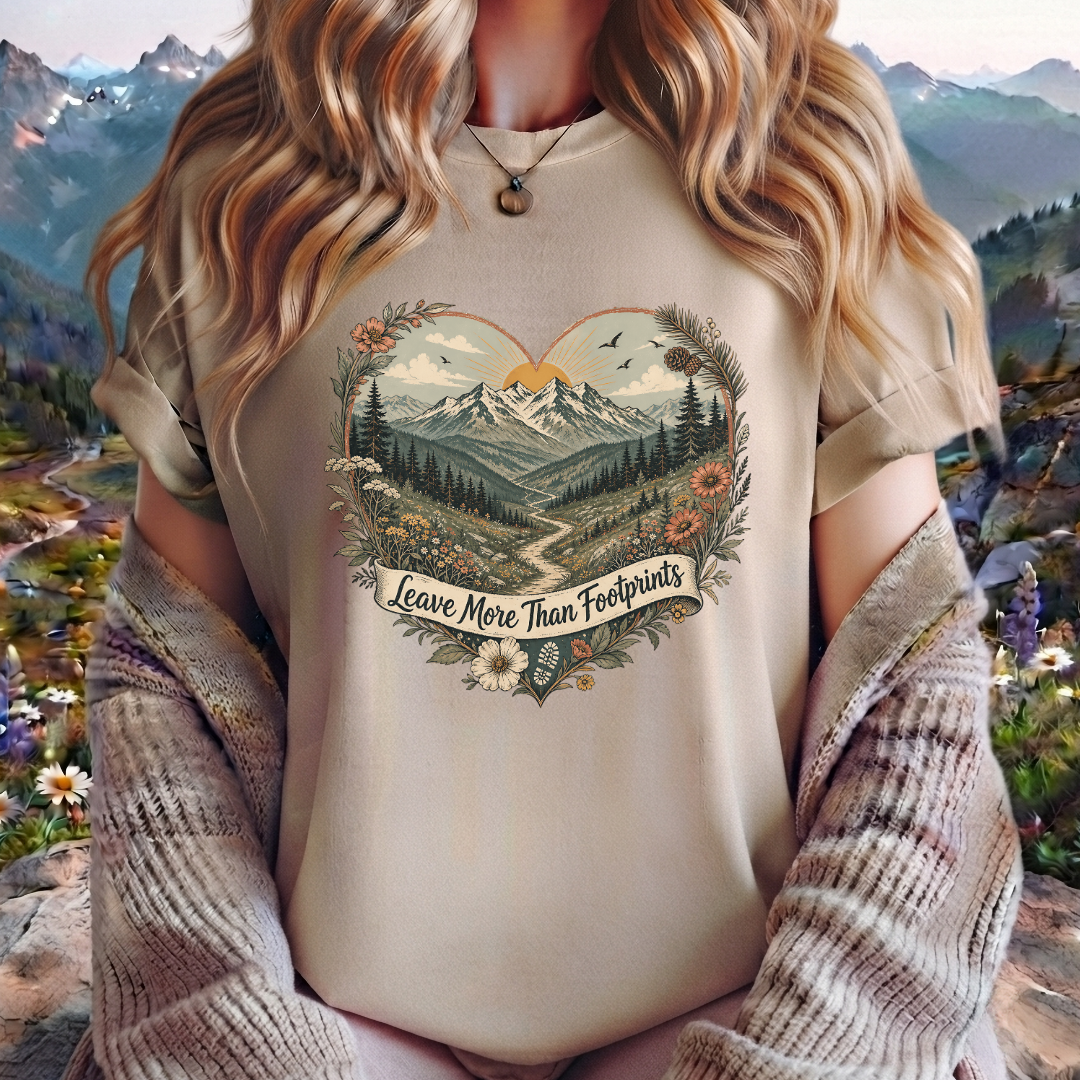 Hiker Graphic Tee — "She Follows the Long Light" Mountain Adventure T-Shirt
