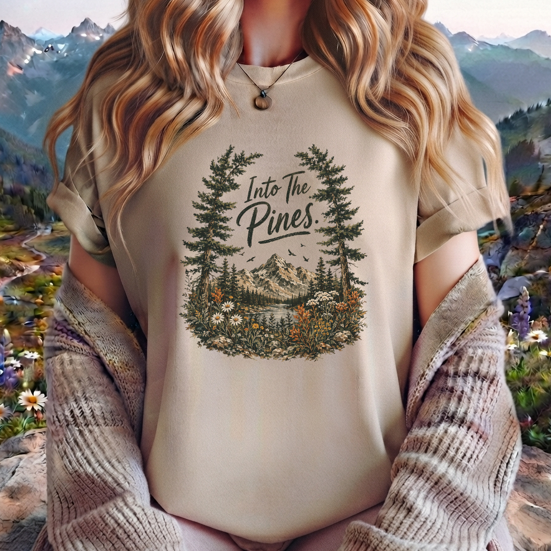 Into the Pines T-Shirt — Vintage Mountain & Forest Nature Tee