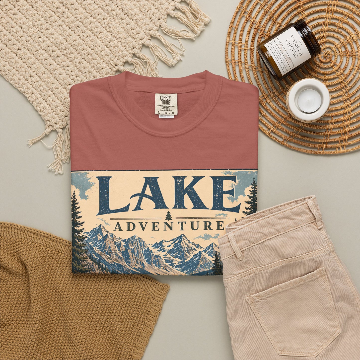 Lake Adventure T-Shirt — Vintage Mountain & Canoe Outdoor Tee