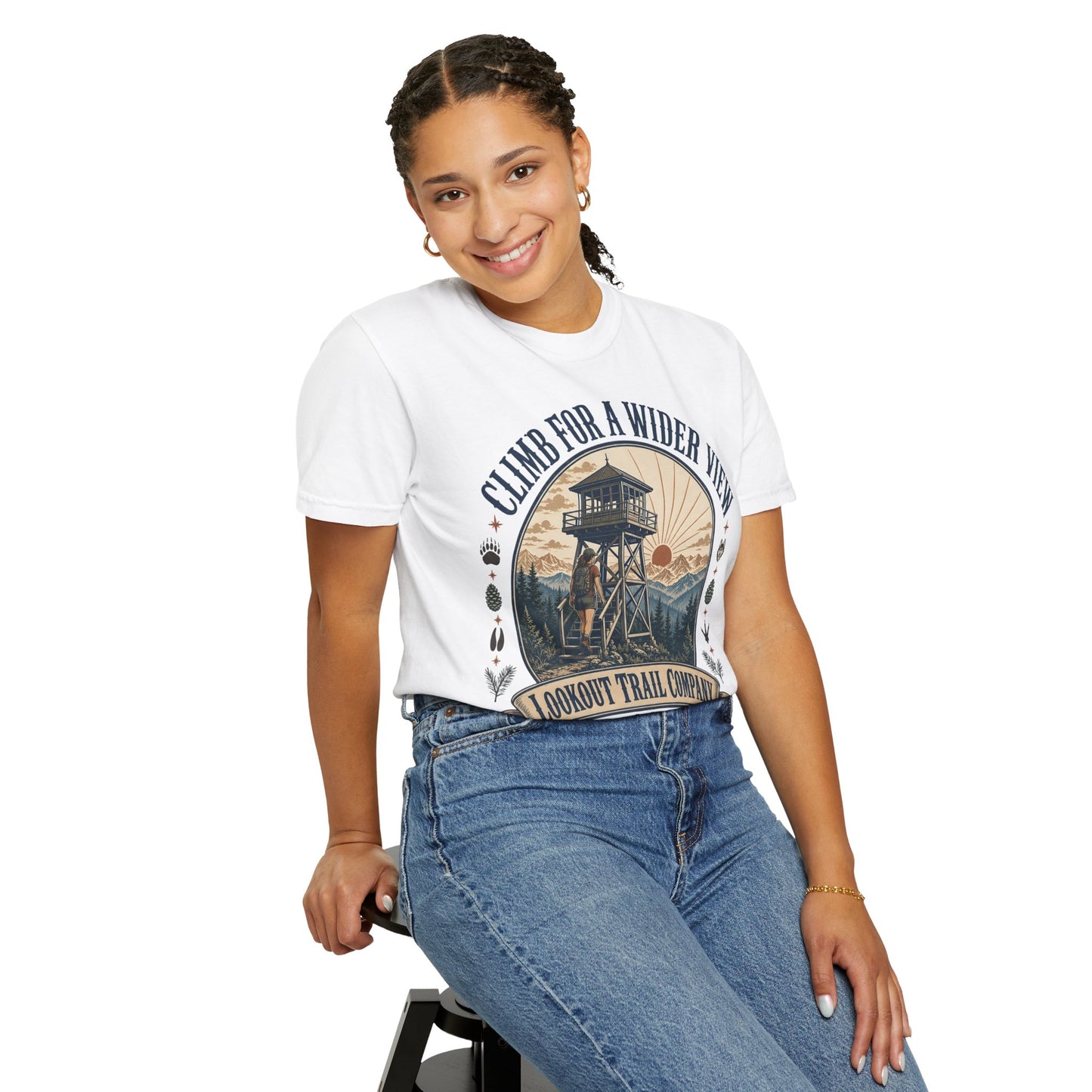 T-Shirt — "Climb for a Wider View" Lookout Trail Company Vintage Hiking Tee