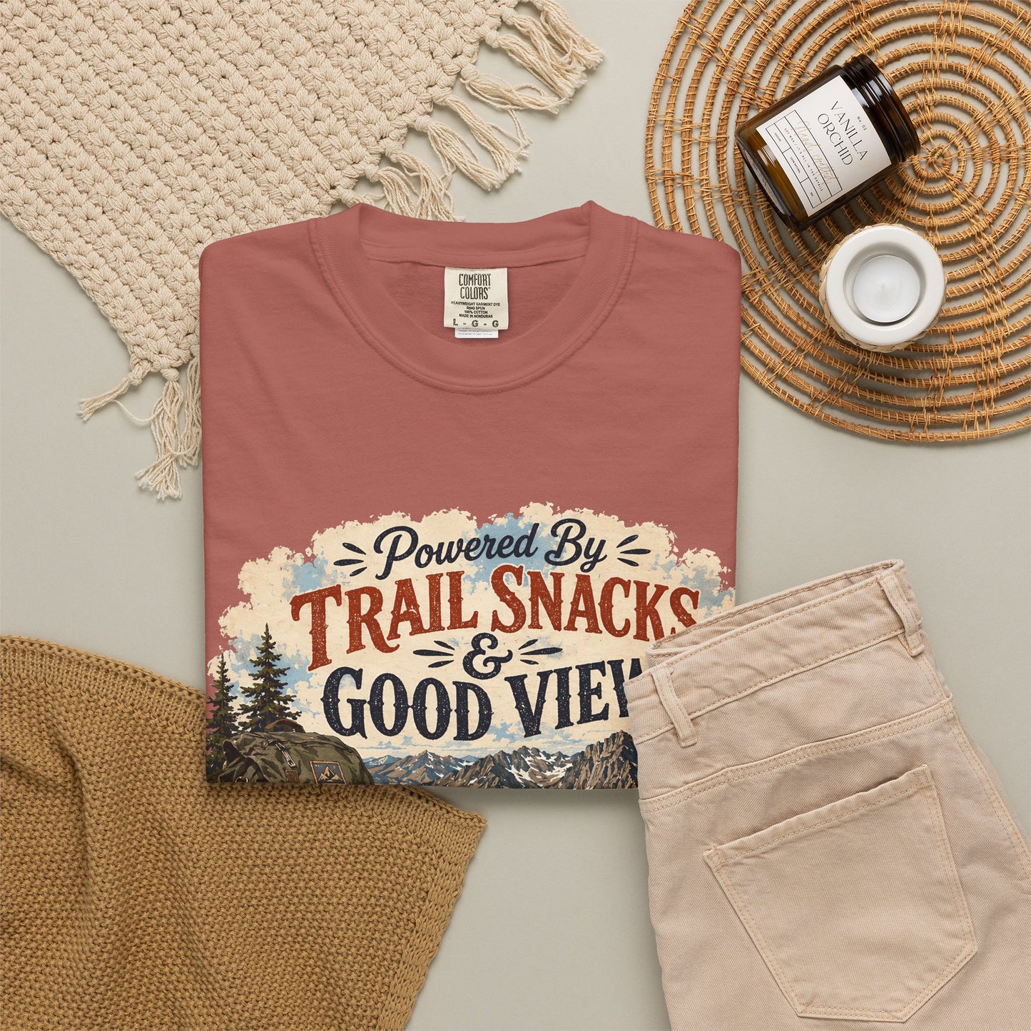 Trail Snacks & Good Views T-Shirt — Hiking Adventure Graphic Tee
