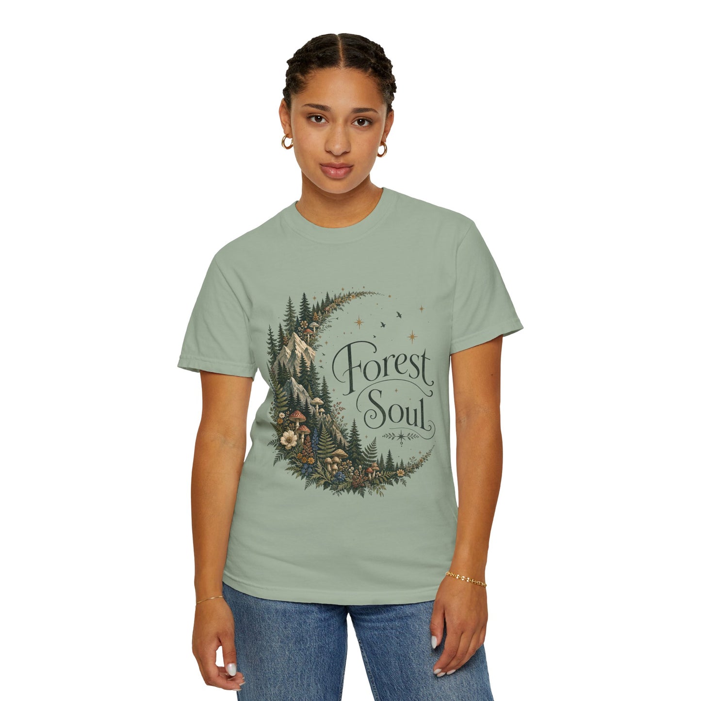 Forest Soul T‑Shirt — Crescent Moon Woodland Graphic Tee