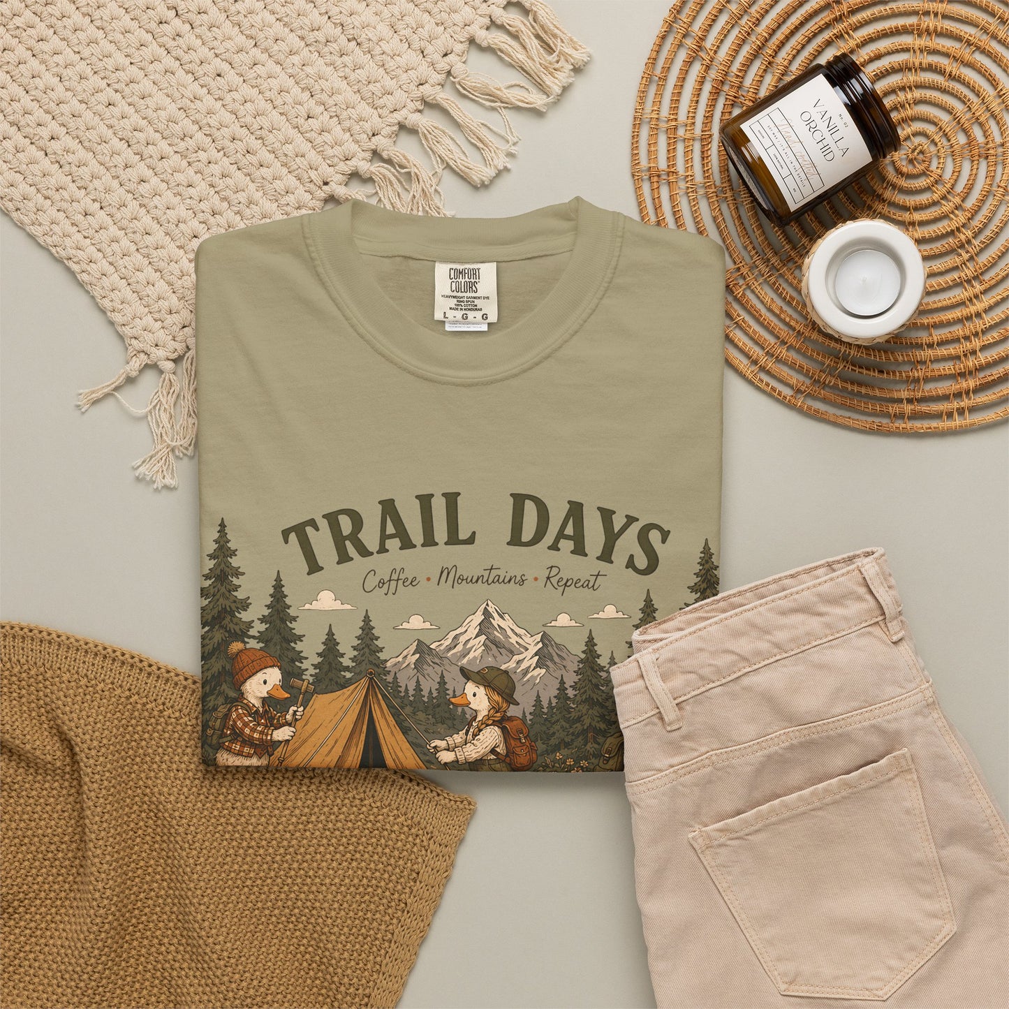 Trail Days Camping T-Shirt — Vintage Forest Campfire Graphic