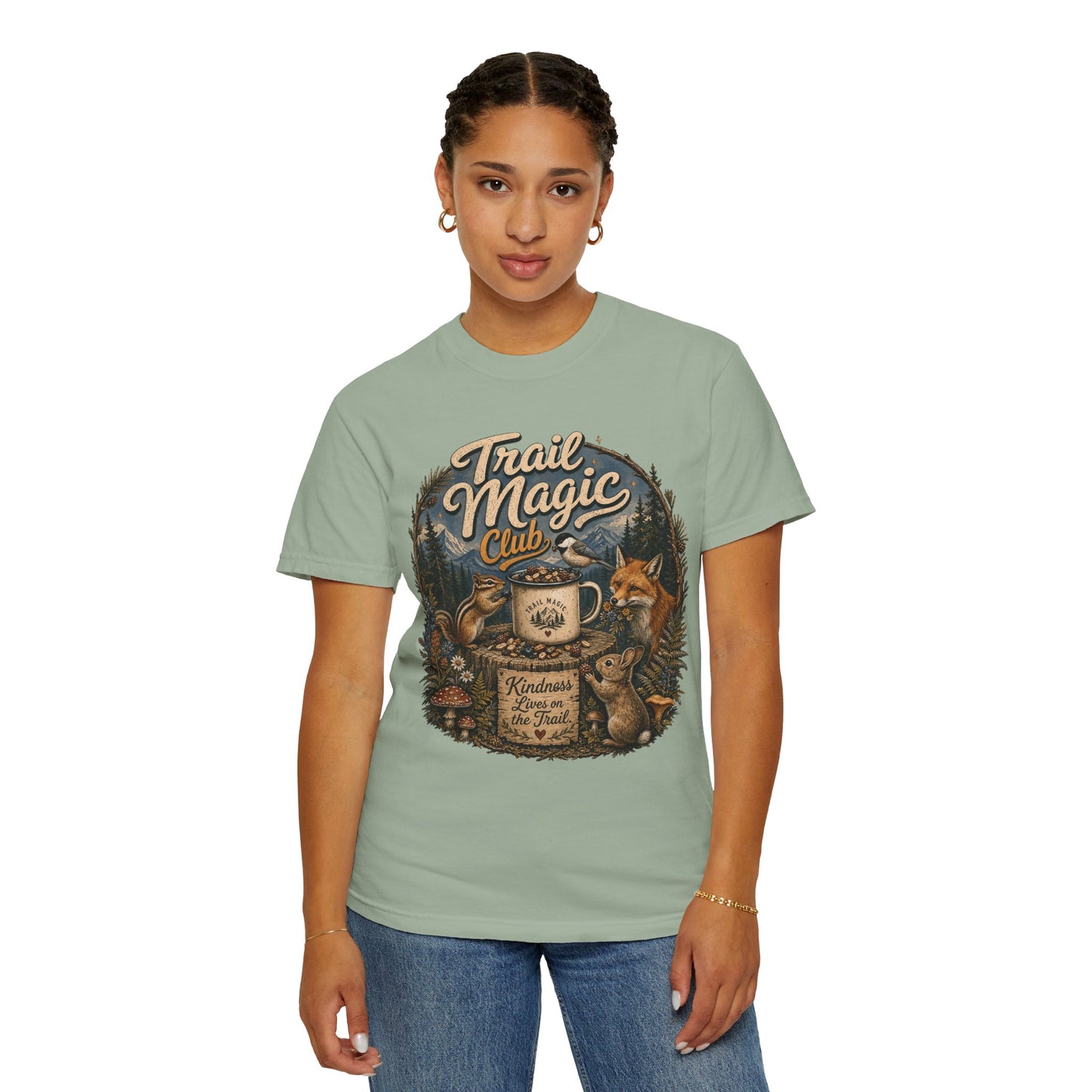 Trail Magic Club T-Shirt — Woodland Fox & Wildlife Coffee Camp Tee