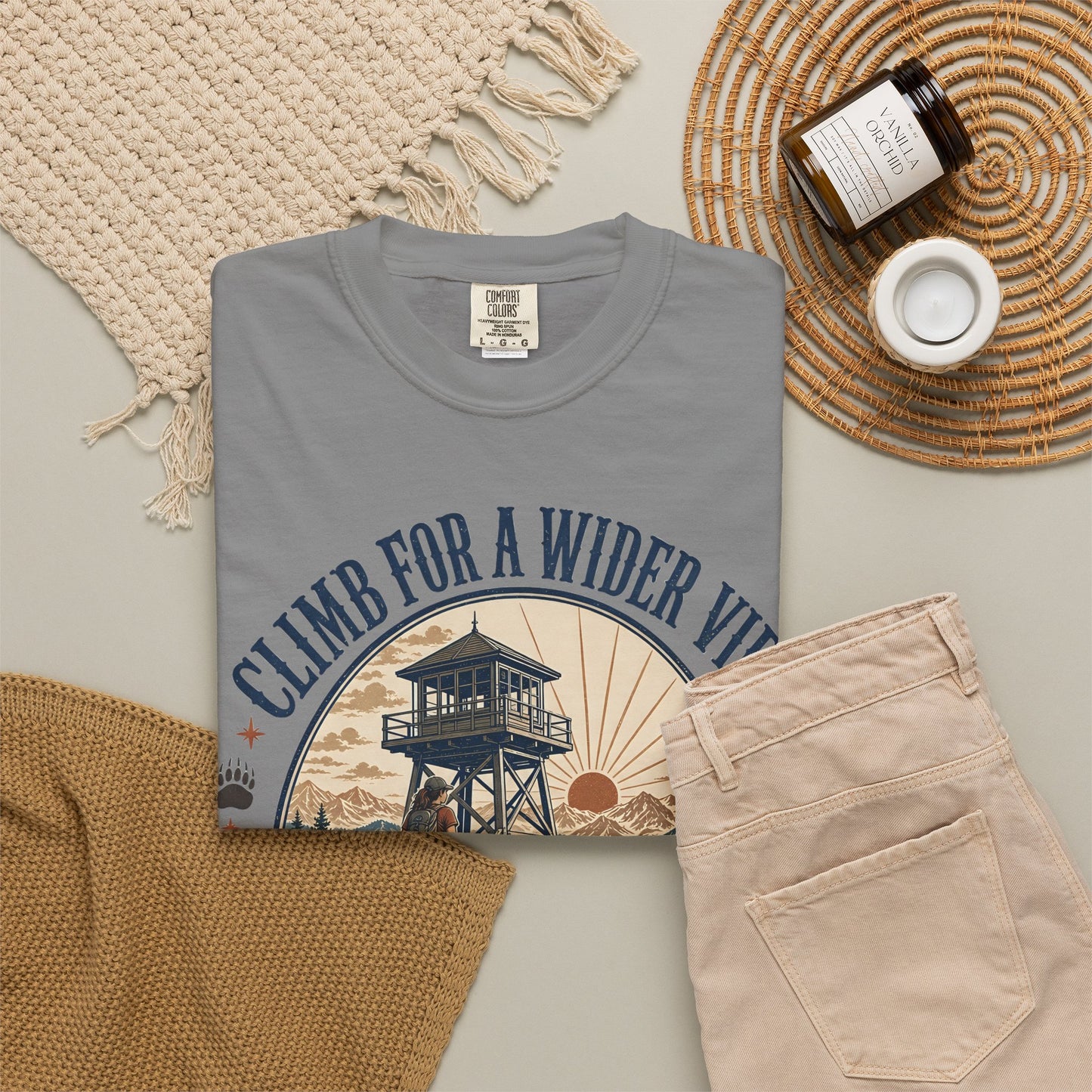 T-Shirt — "Climb for a Wider View" Lookout Trail Company Vintage Hiking Tee