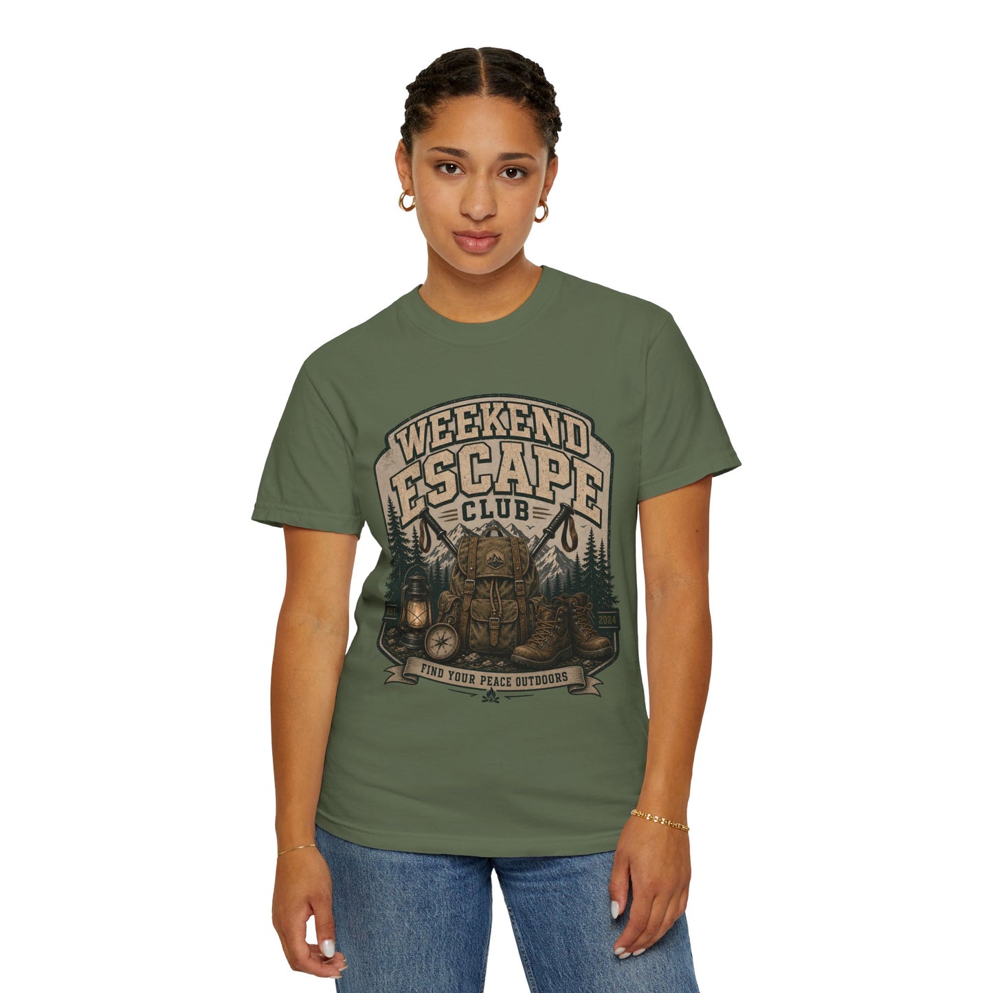 Weekend Escape Club T-Shirt — Outdoor Camping Adventure Graphic Tee