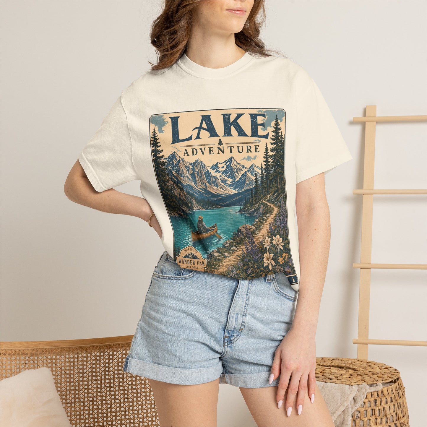 Lake Adventure T-Shirt — Retro Mountain Lake Graphic Tee