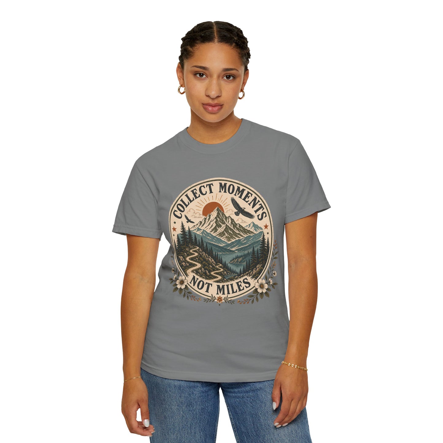 Collect Moments Not Miles T-Shirt — Vintage Mountain Adventure Tee