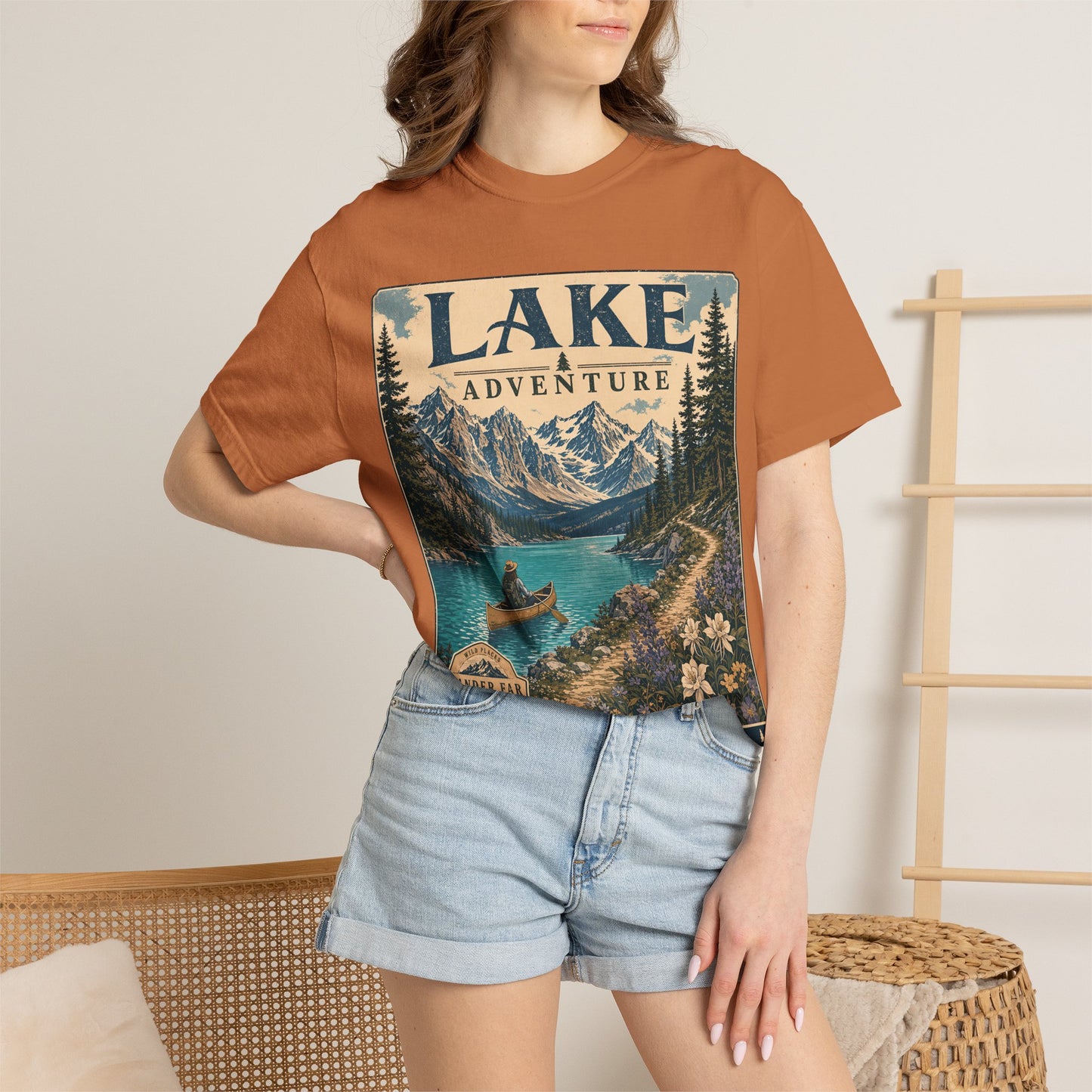 Lake Adventure T-Shirt — Vintage Mountain & Canoe Outdoor Tee