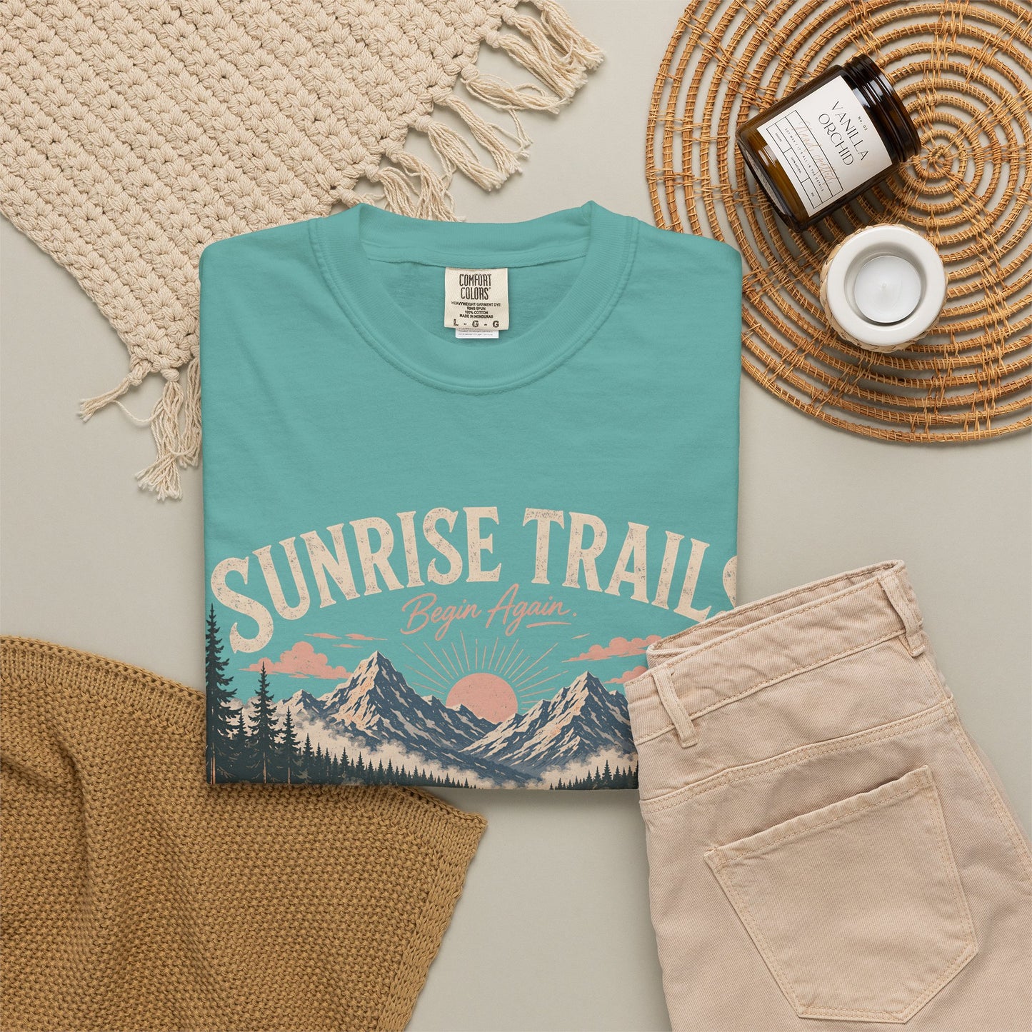Sunrise Trails Canoe T-Shirt — Mountain Lake Outdoor Camping Graphic Tee