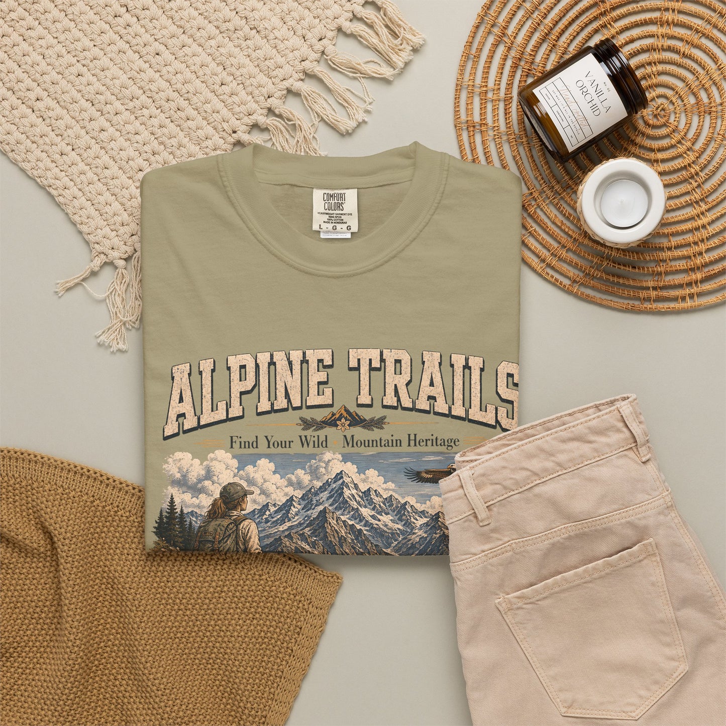 Alpine Trails Vintage Mountain T-Shirt – Explore the Wild with Scenic Hiker Graphic