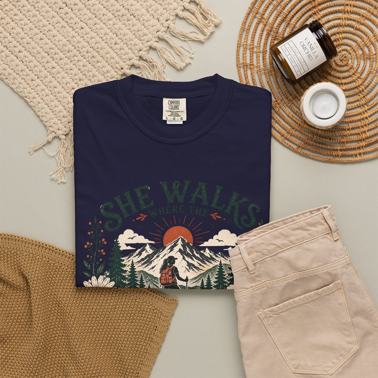 She Walks Where the Wild Things Bloom T-Shirt — Floral Vintage Hiking Tee