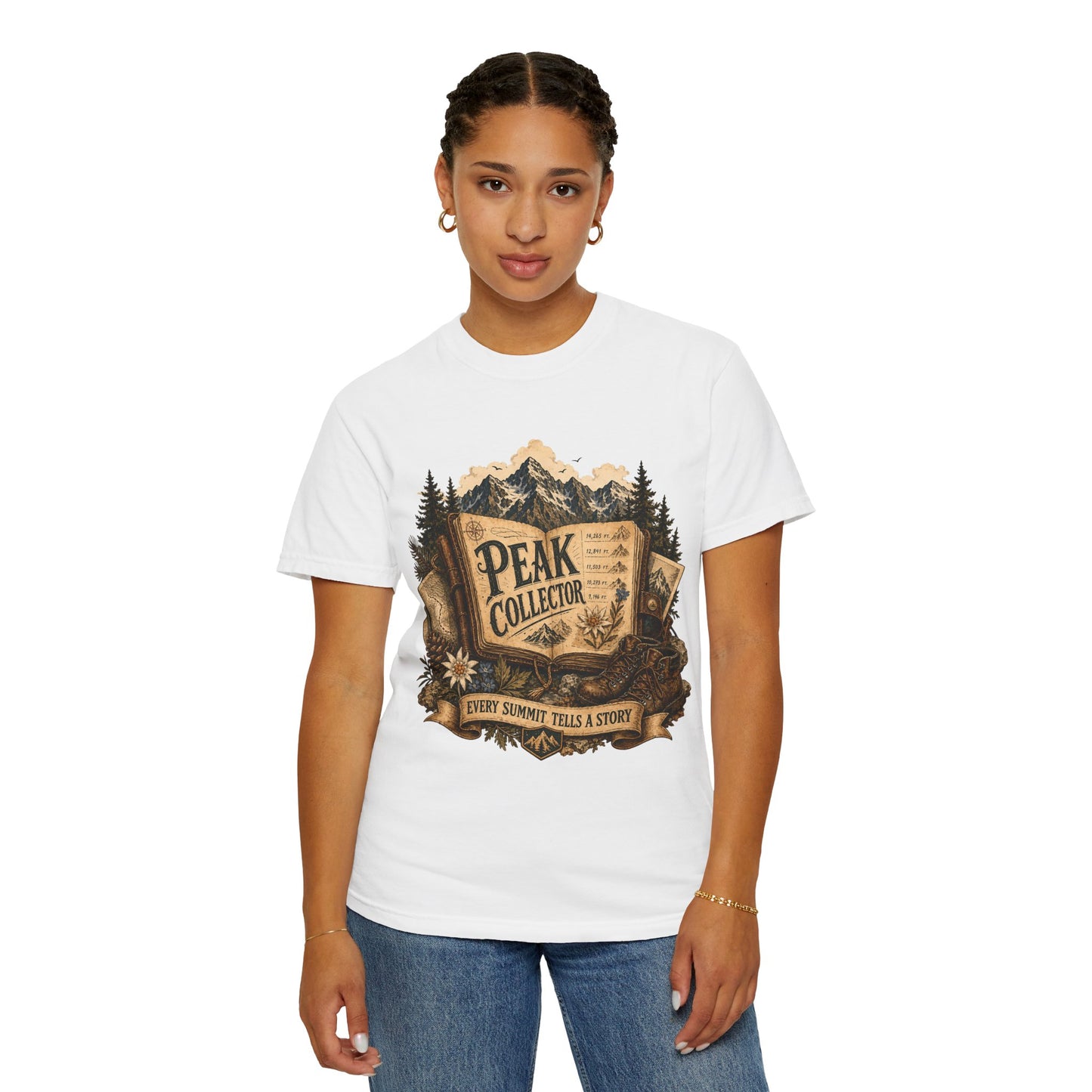 Peak Collector T-Shirt — Mountain Hiking Tee (“Every Summit Tells a Story”)