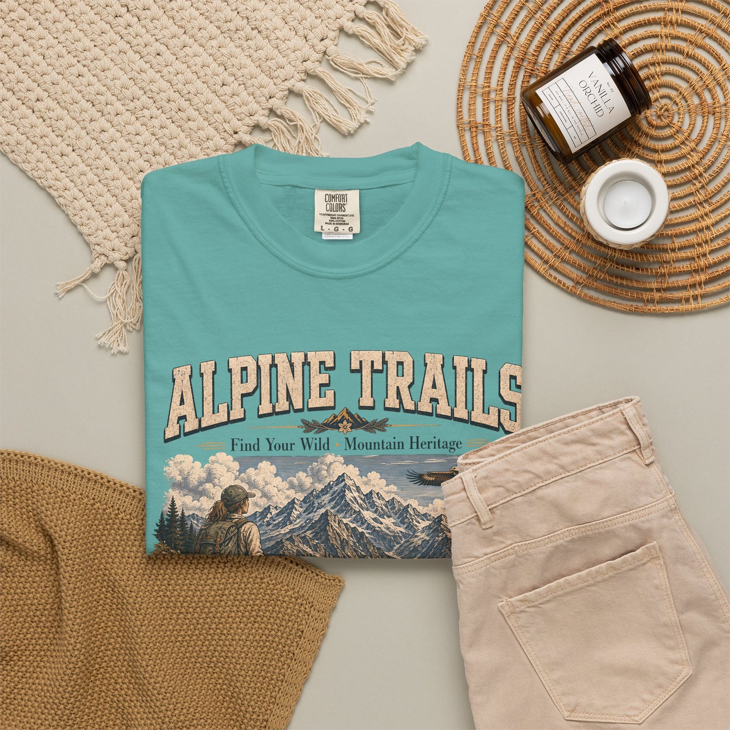 Alpine Trails Vintage Mountain T-Shirt – Explore the Wild with Scenic Hiker Graphic