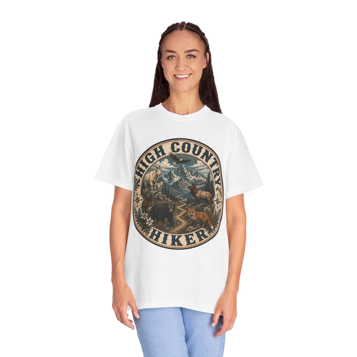 High Country Hiker T-Shirt — Mountain Wildlife Outdoor Tee