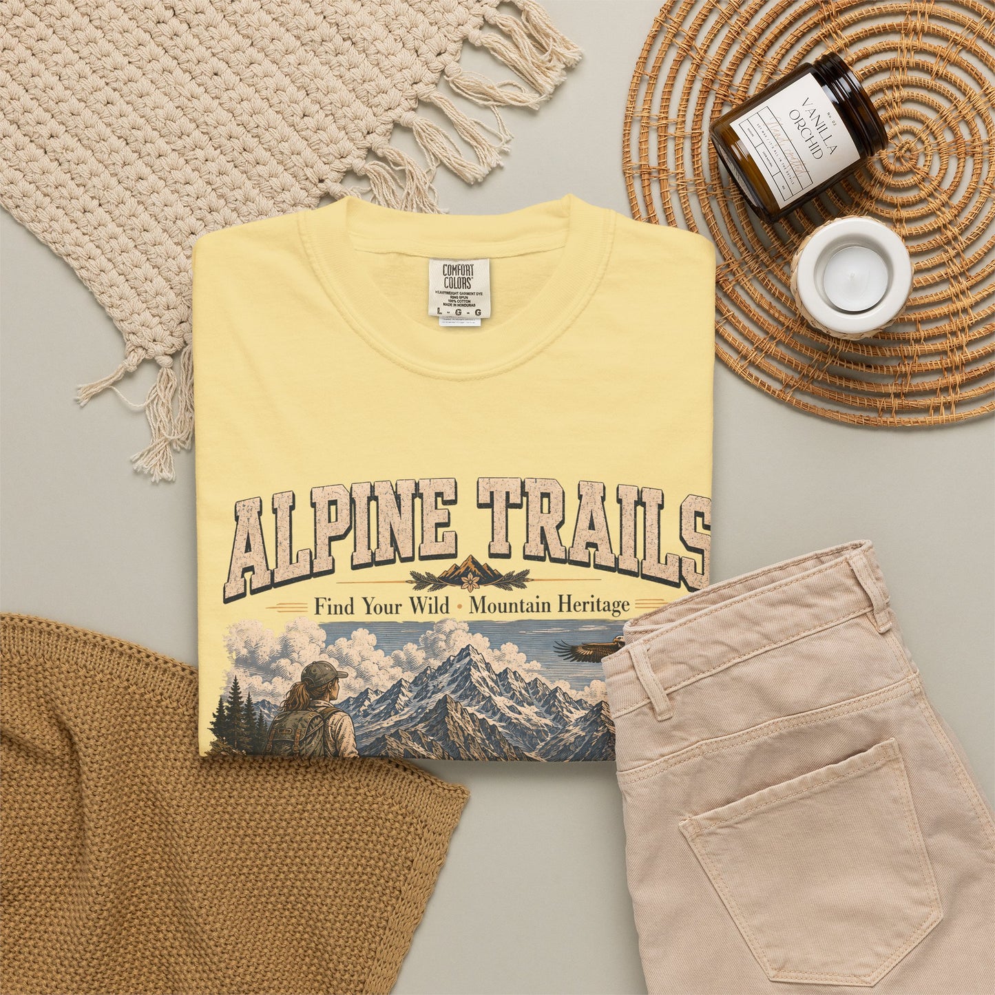 Alpine Trails Vintage Mountain T-Shirt – Explore the Wild with Scenic Hiker Graphic