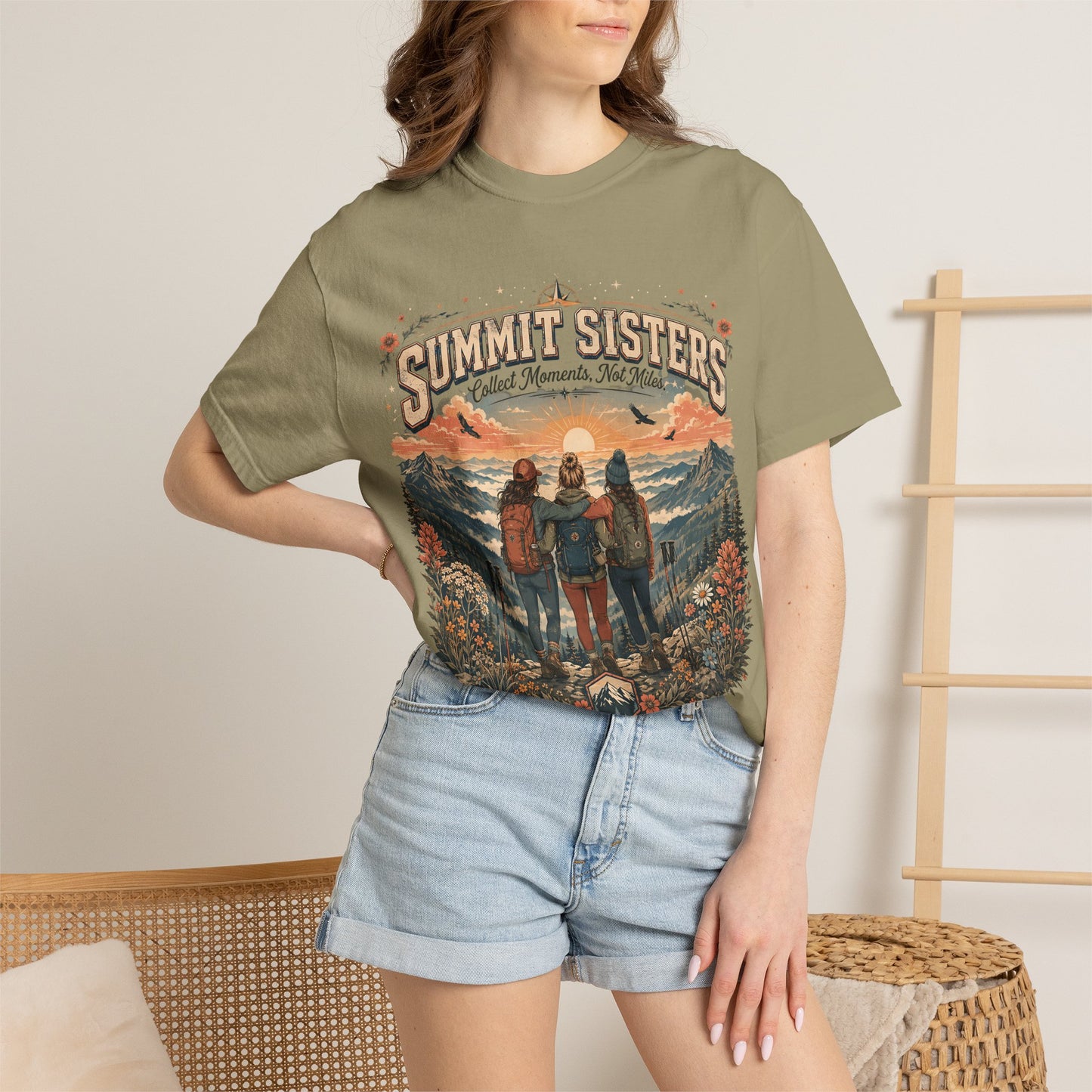 Summit Sisters Graphic T-Shirt — Retro Mountain Hiking Tee