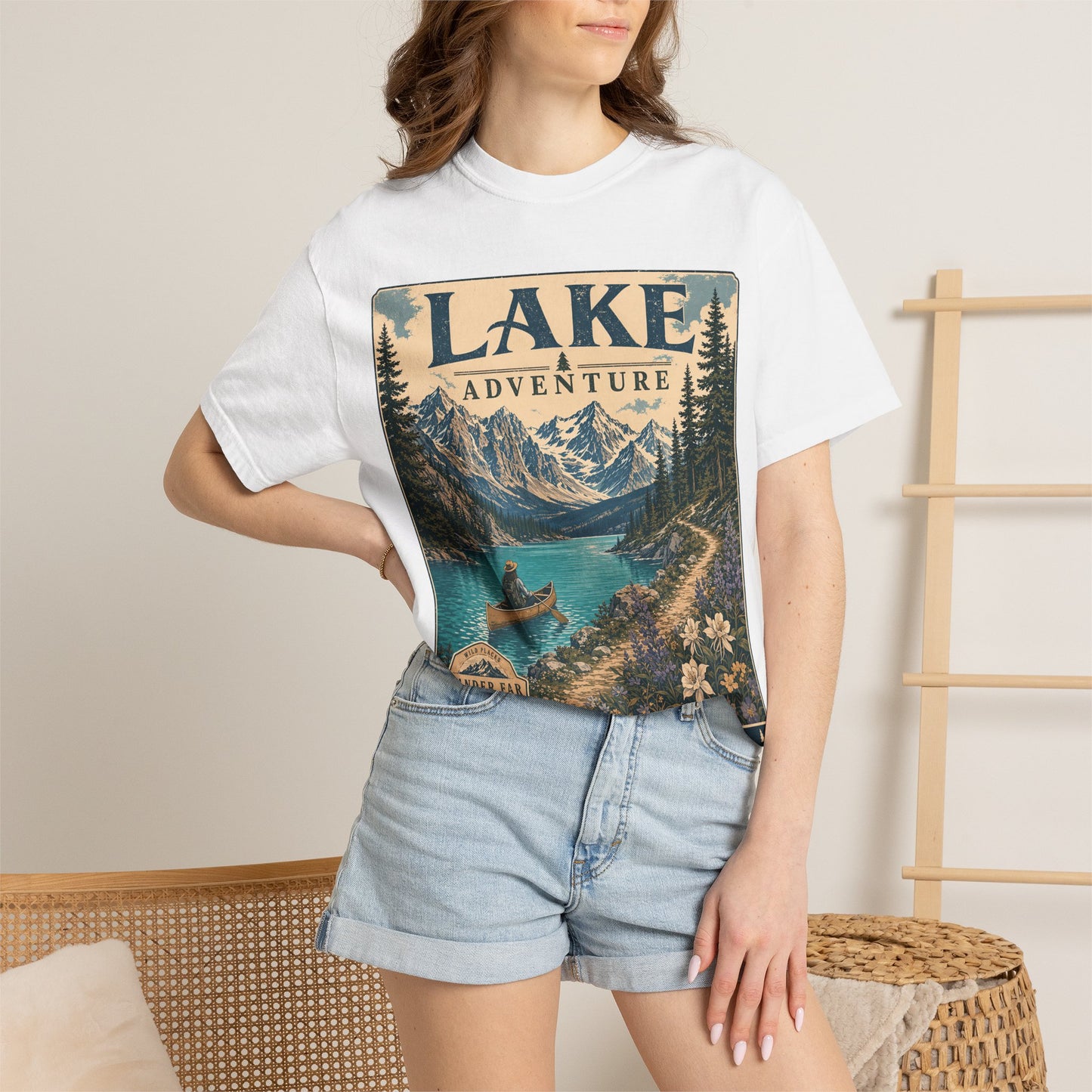 Lake Adventure T-Shirt — Vintage Mountain & Canoe Outdoor Tee