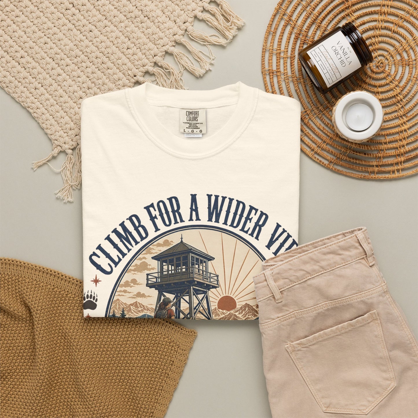 T-Shirt — "Climb for a Wider View" Lookout Trail Company Vintage Hiking Tee