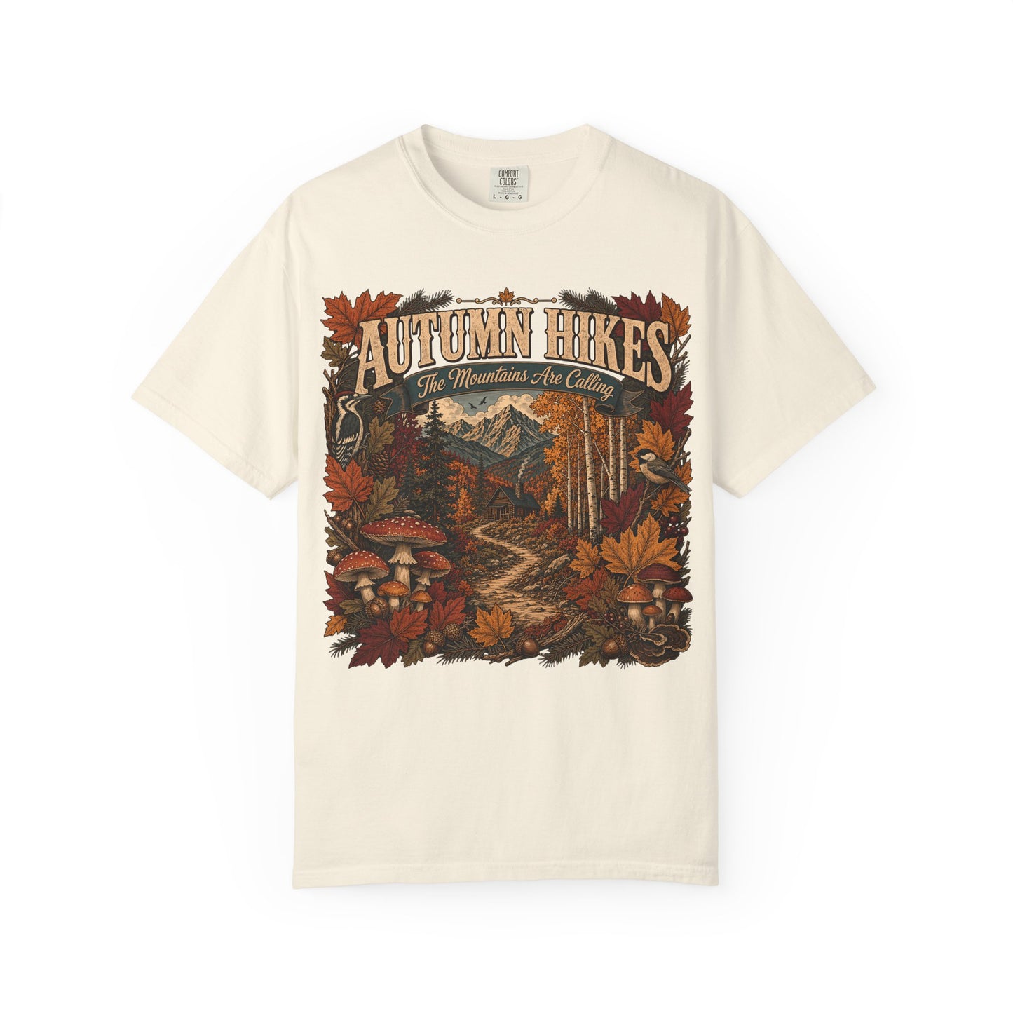 Autumn Hikes T-Shirt — Scenic Cabin Trail Fall Hiking Tee