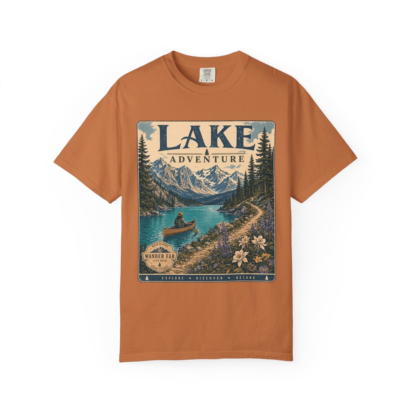 Lake Adventure T-Shirt — Retro Mountain Lake Graphic Tee