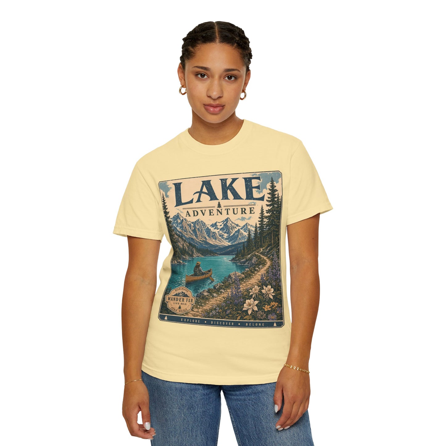 Lake Adventure T-Shirt — Vintage Mountain & Canoe Outdoor Tee