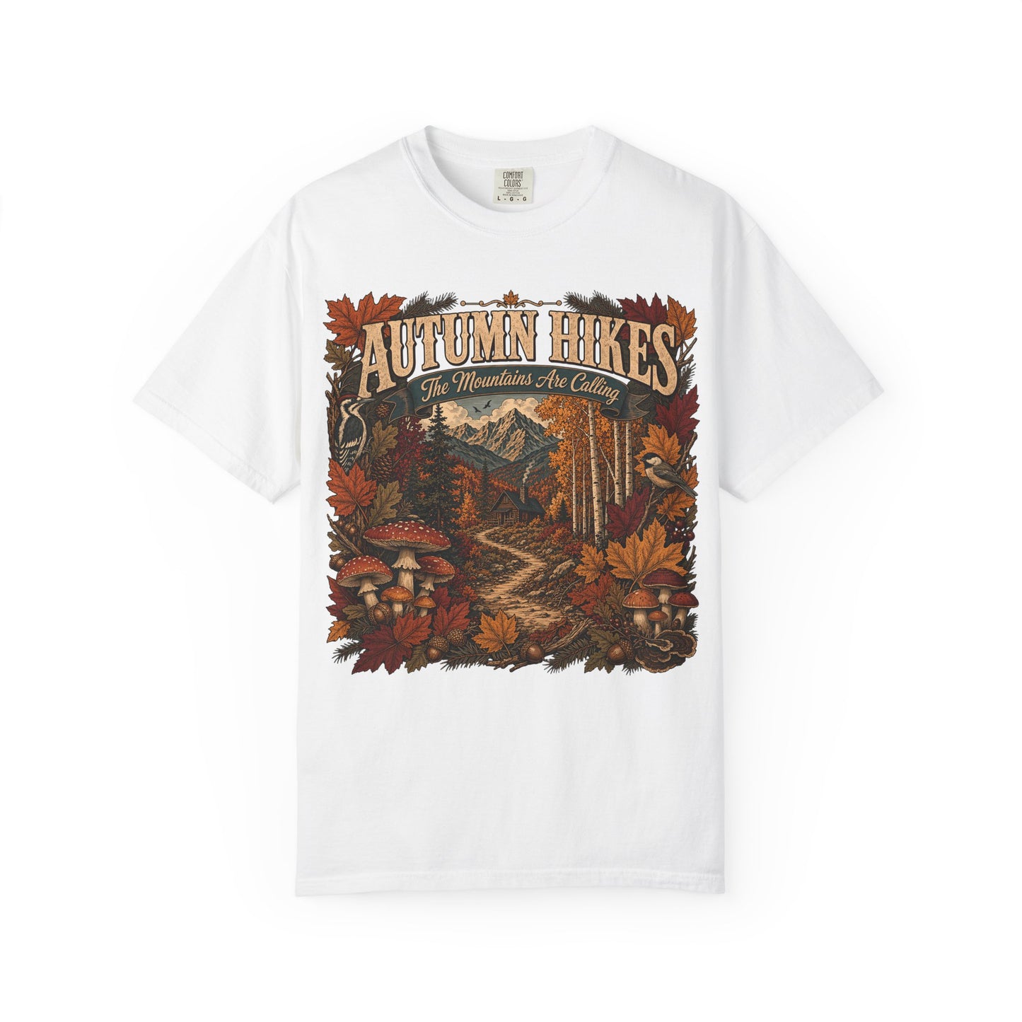 Autumn Hikes T-Shirt — Scenic Cabin Trail Fall Hiking Tee