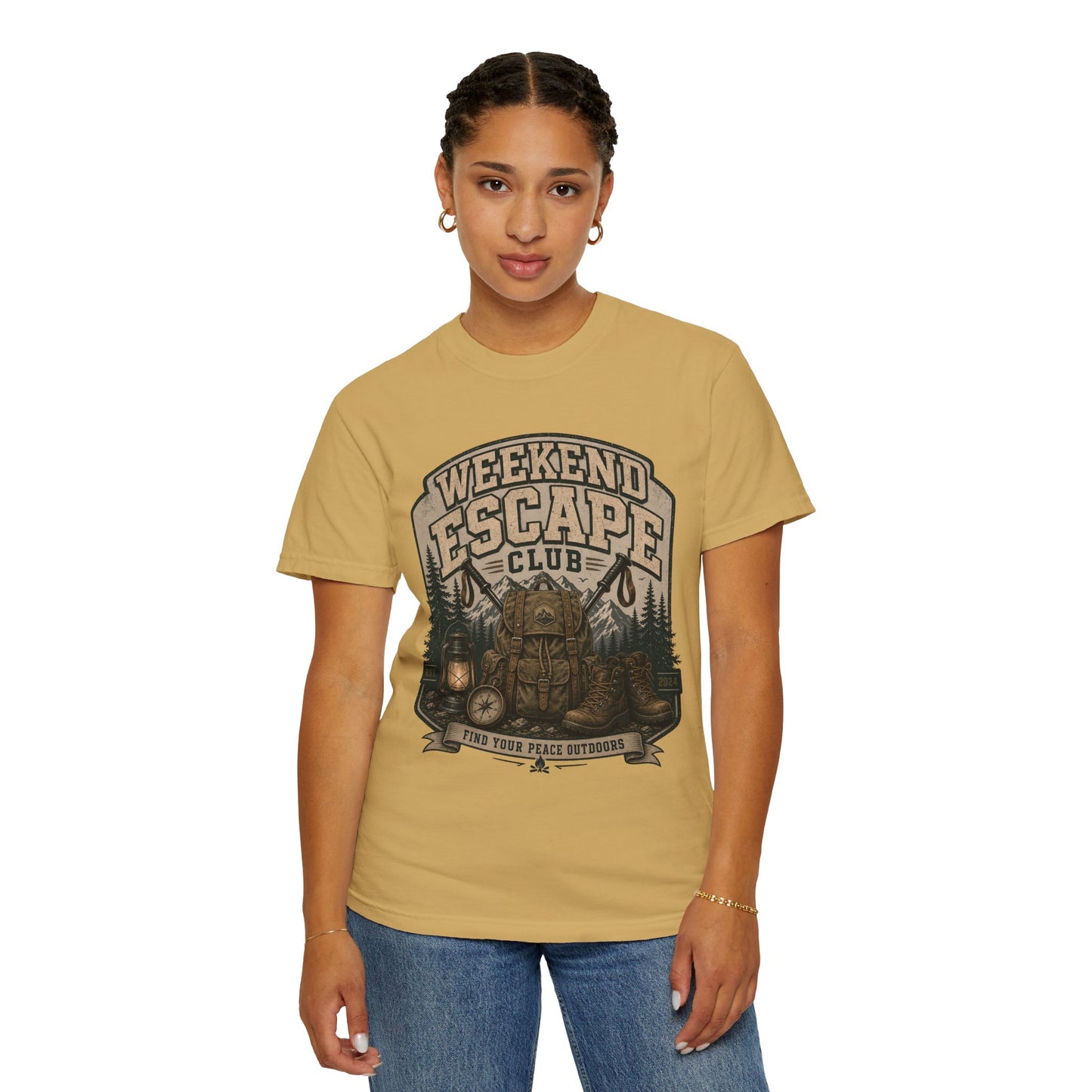 Weekend Escape Club T-Shirt — Outdoor Camping Adventure Graphic Tee