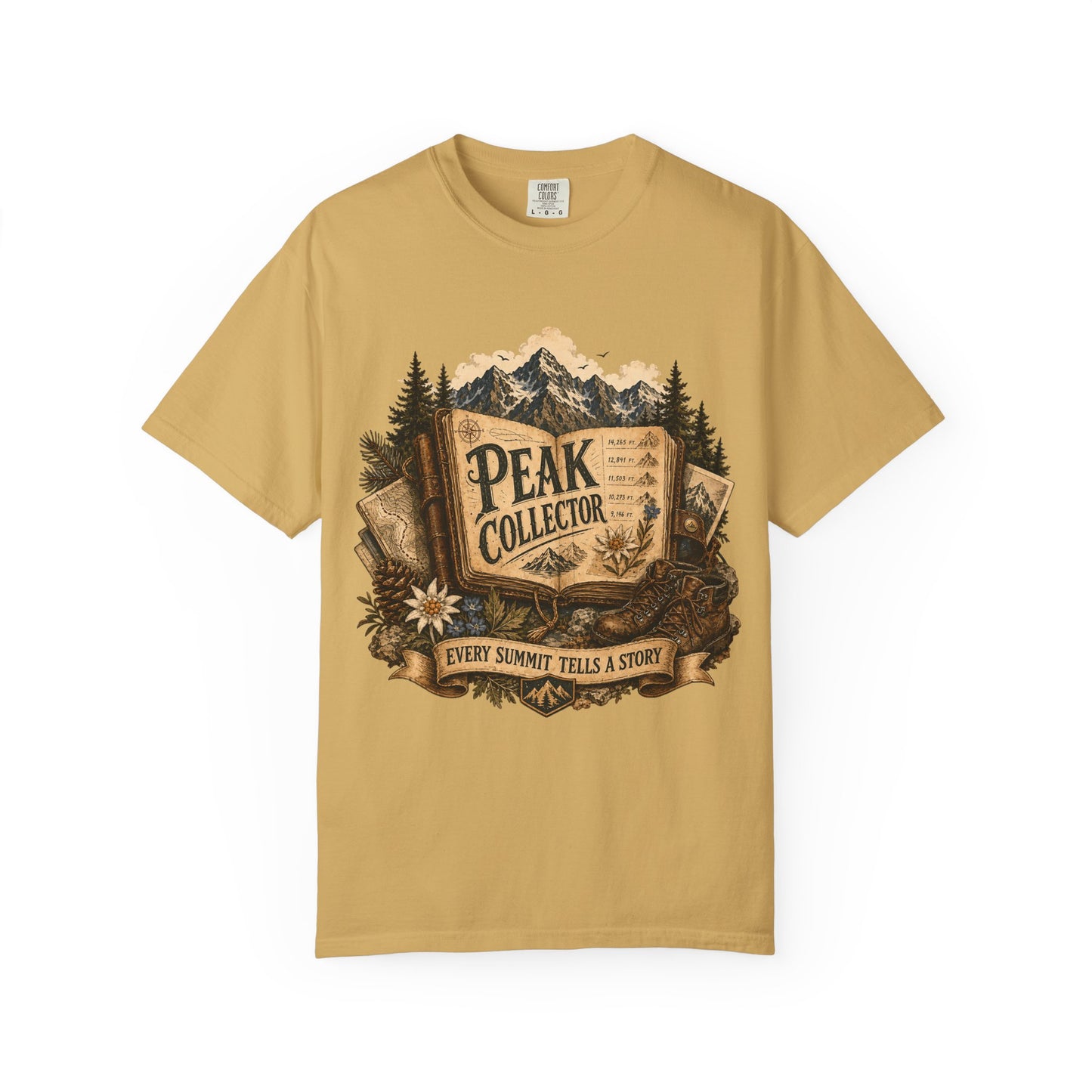 Peak Collector T-Shirt — Mountain Hiking Tee (“Every Summit Tells a Story”)