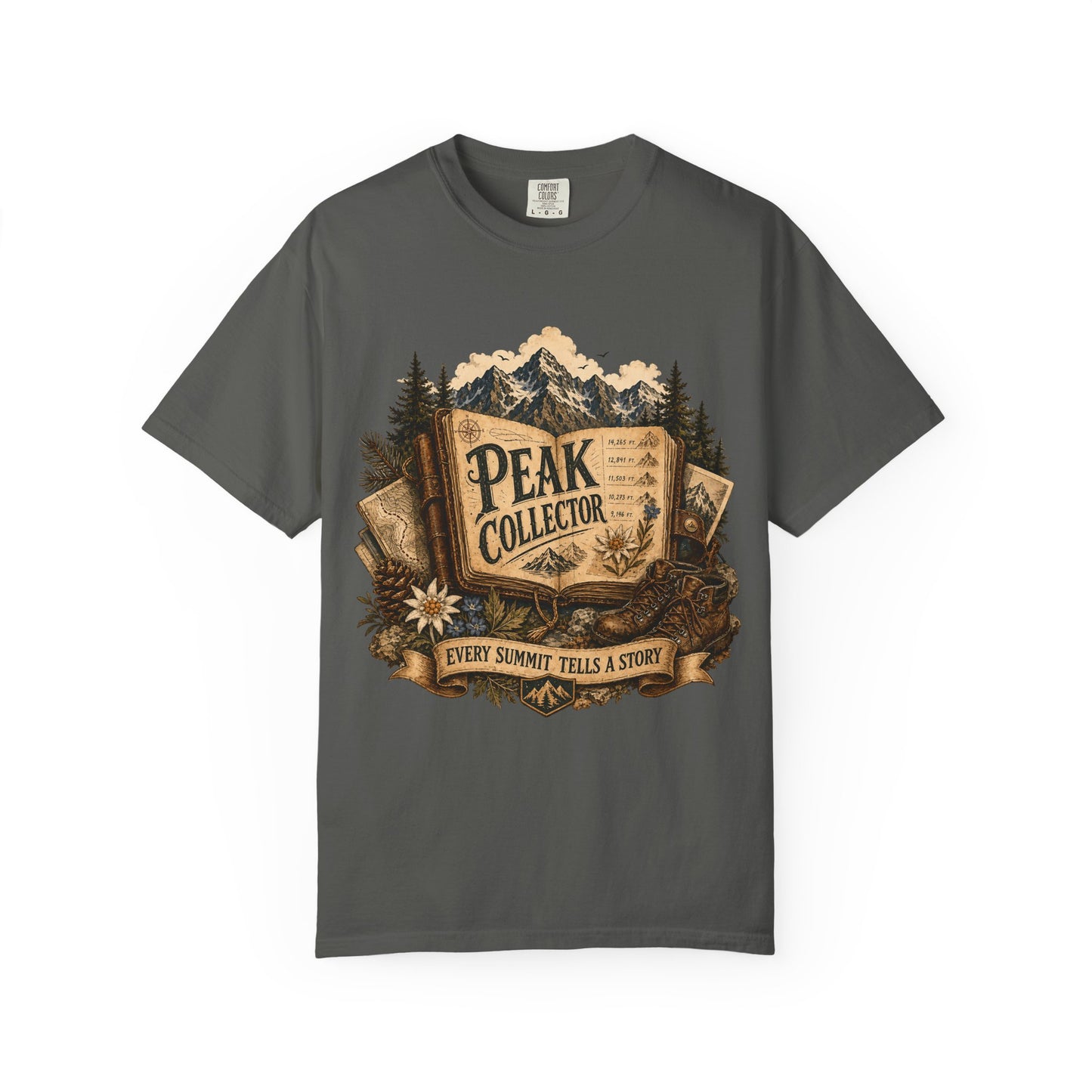 Peak Collector T-Shirt — Mountain Hiking Tee (“Every Summit Tells a Story”)