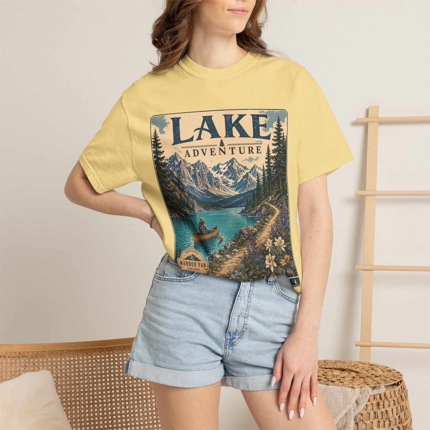 Lake Adventure T-Shirt — Retro Mountain Lake Graphic Tee