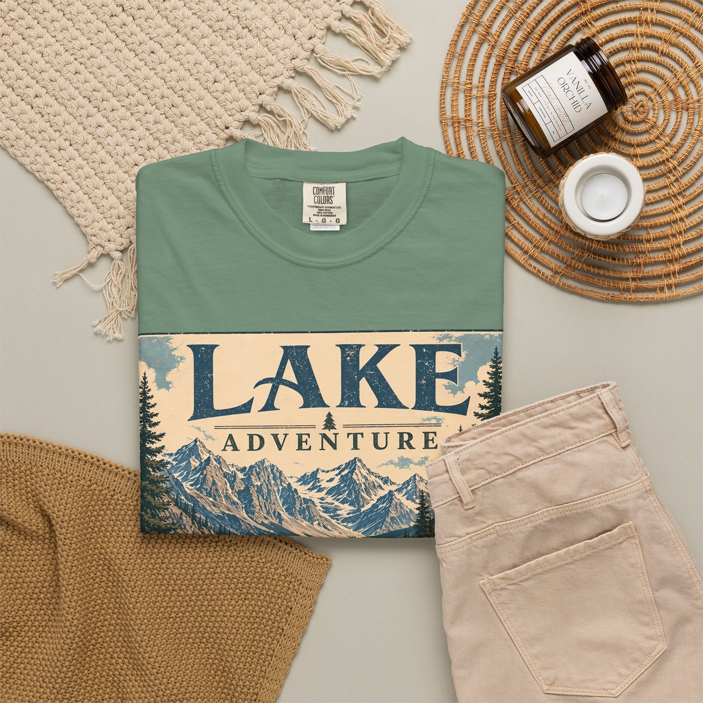 Lake Adventure T-Shirt — Vintage Mountain & Canoe Outdoor Tee