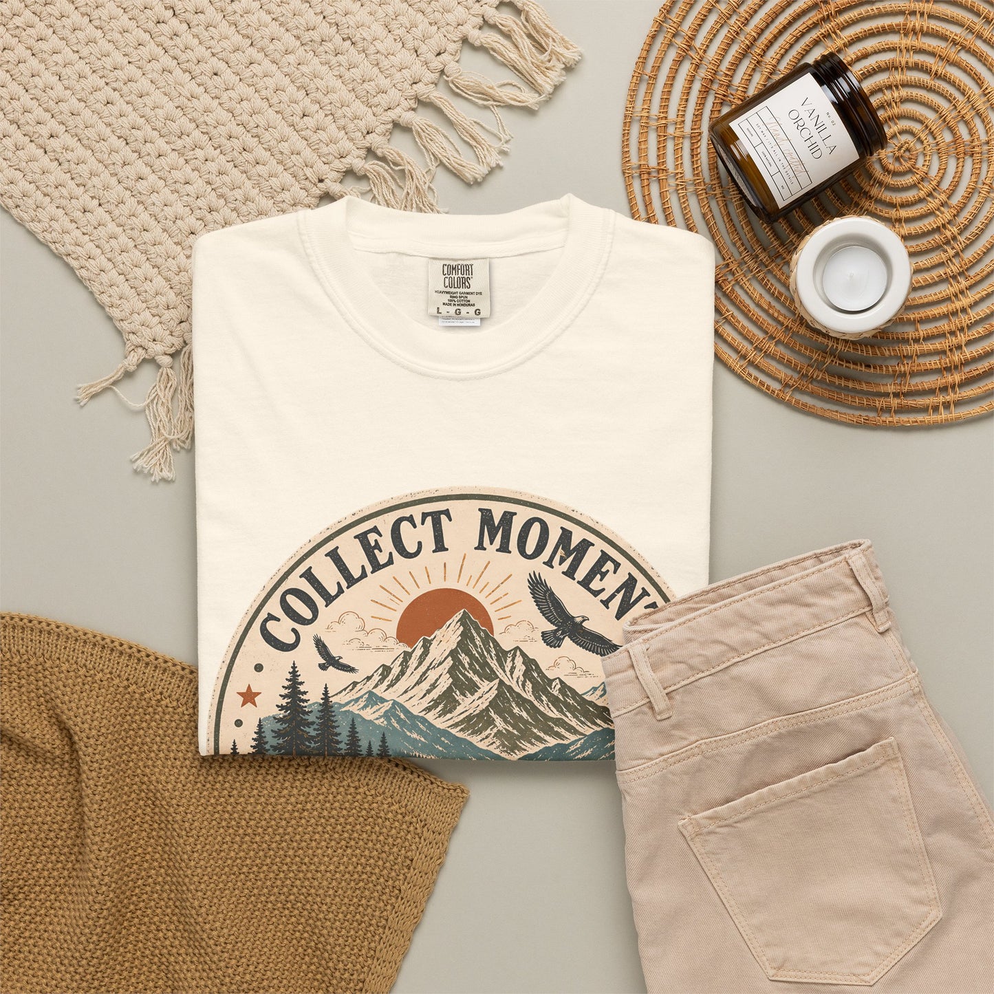 Collect Moments Not Miles T-Shirt — Vintage Mountain Adventure Tee