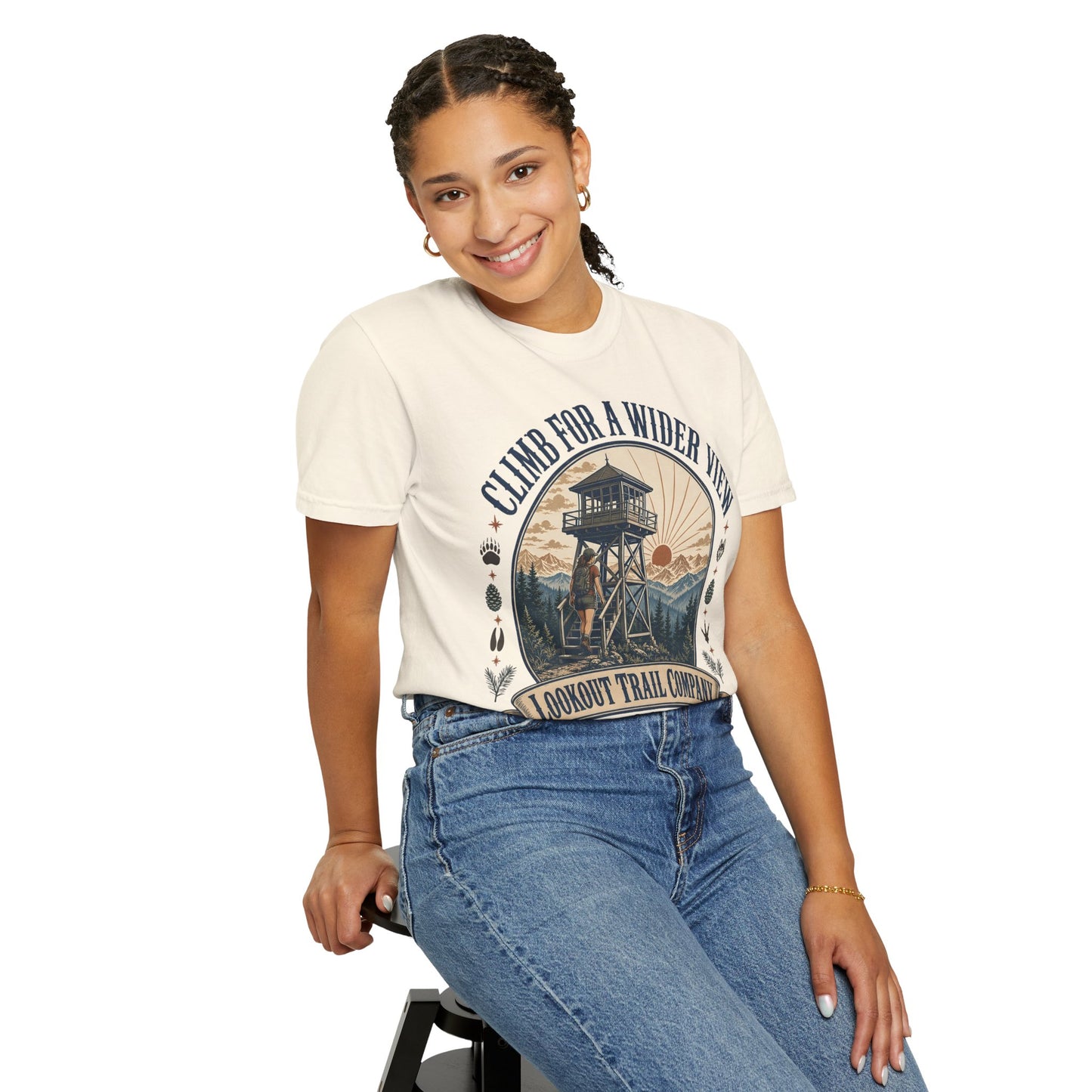 T-Shirt — "Climb for a Wider View" Lookout Trail Company Vintage Hiking Tee