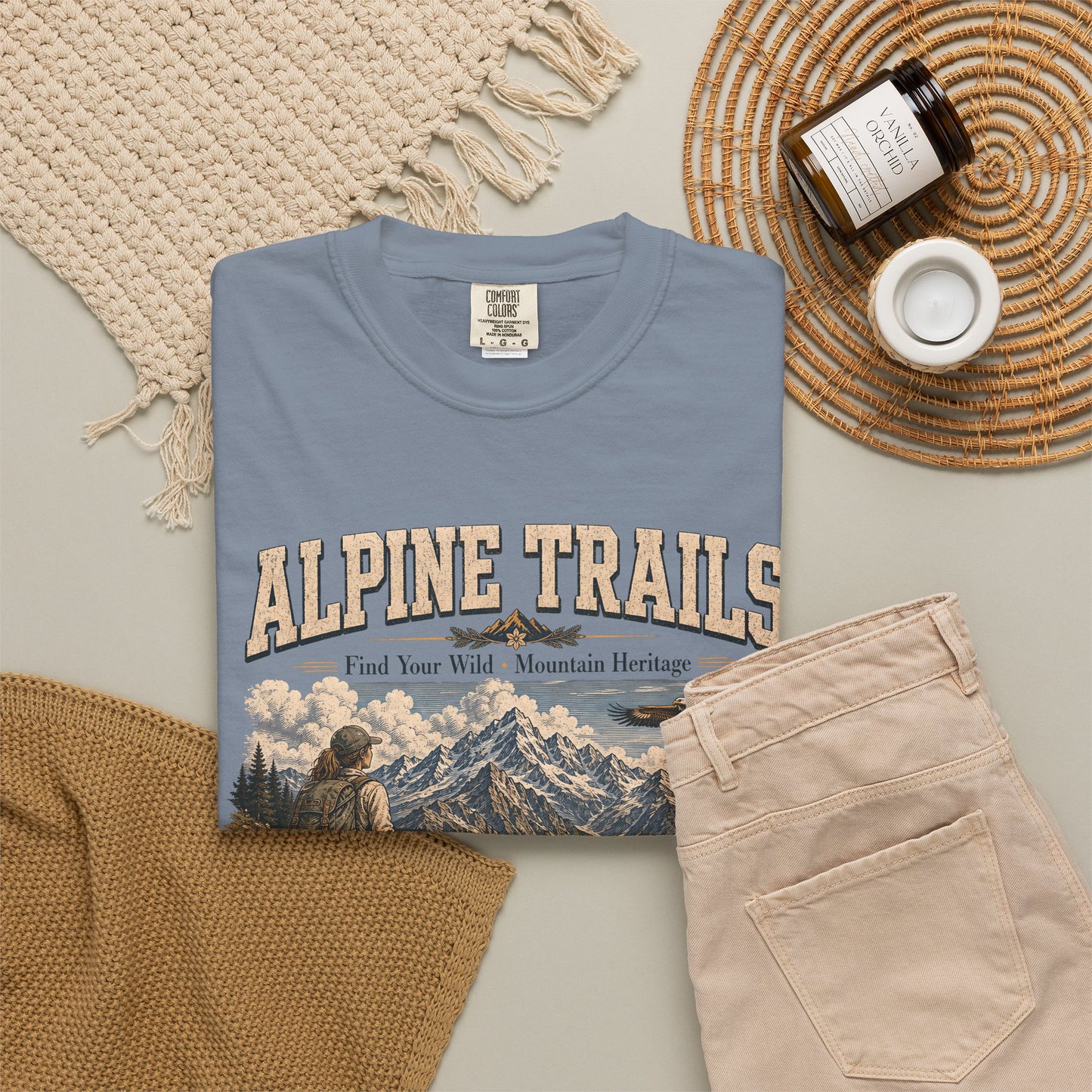 Alpine Trails Vintage Mountain T-Shirt – Explore the Wild with Scenic Hiker Graphic