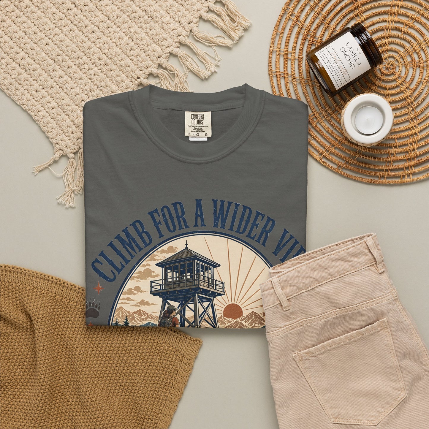 T-Shirt — "Climb for a Wider View" Lookout Trail Company Vintage Hiking Tee