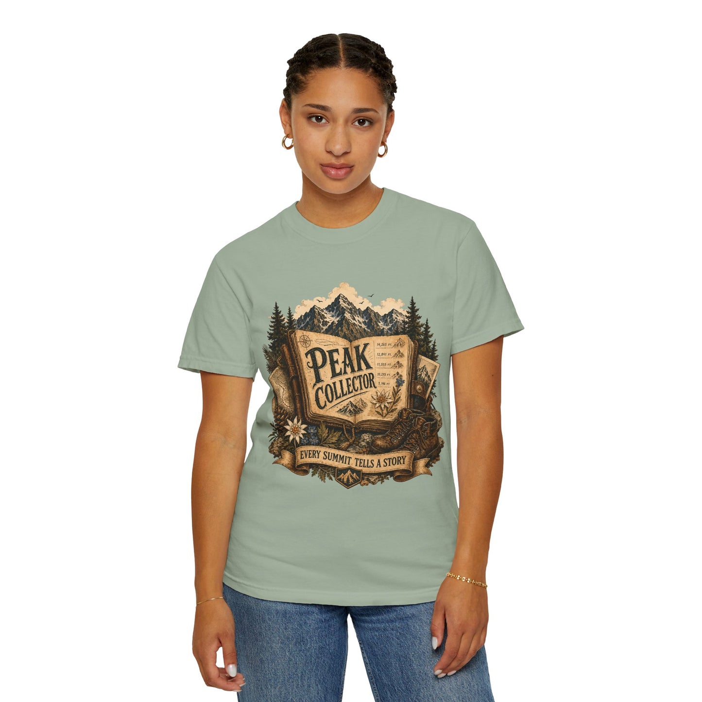 Peak Collector T-Shirt — Mountain Hiking Tee (“Every Summit Tells a Story”)