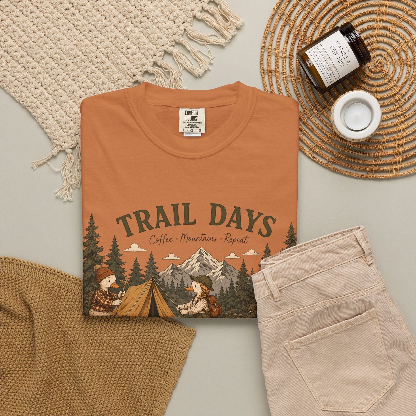 Trail Days Camping T-Shirt — Vintage Forest Campfire Graphic
