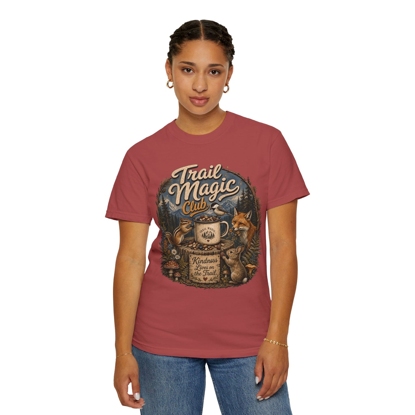 Trail Magic Club T-Shirt — Woodland Fox & Wildlife Coffee Camp Tee