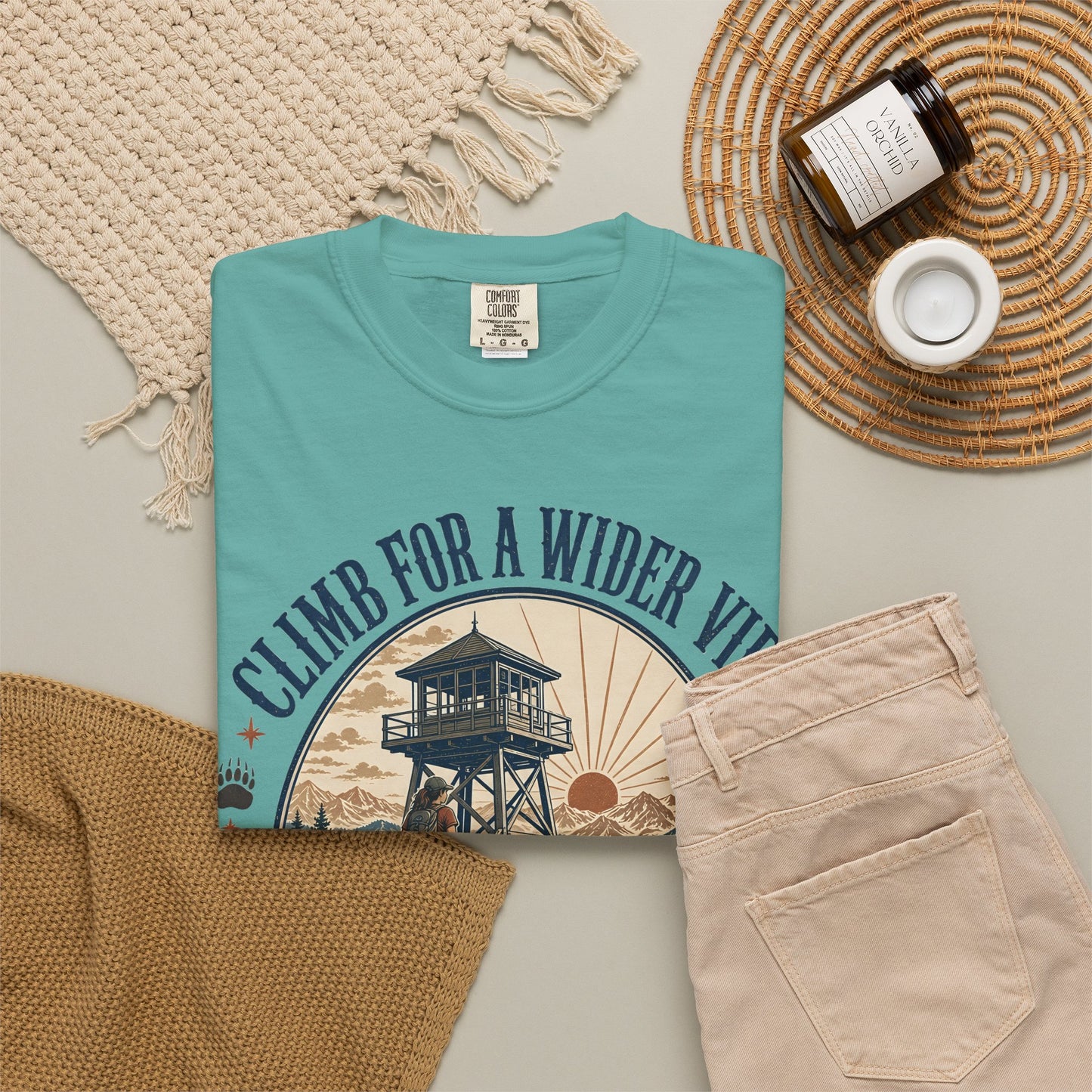 T-Shirt — "Climb for a Wider View" Lookout Trail Company Vintage Hiking Tee