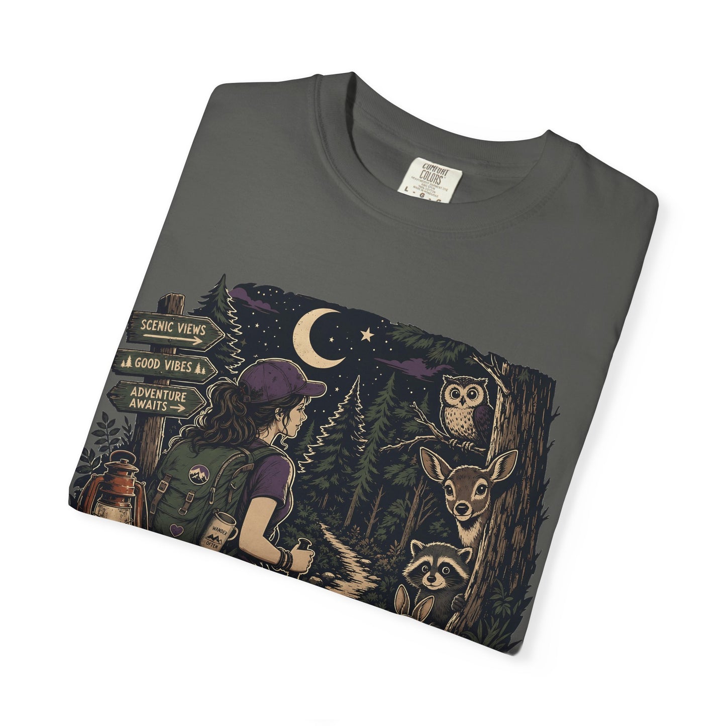 Night Trail Visitor T-Shirt — "Just Passing Through Your Neighborhood" Hiker Tee