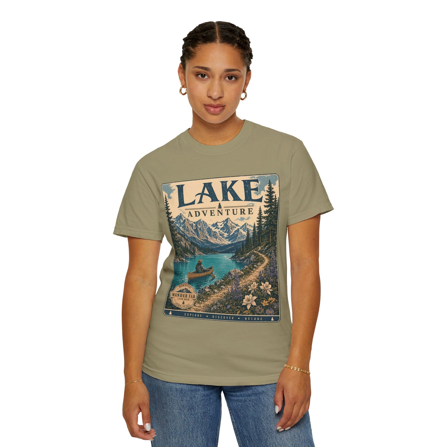 Lake Adventure T-Shirt — Retro Mountain Lake Graphic Tee