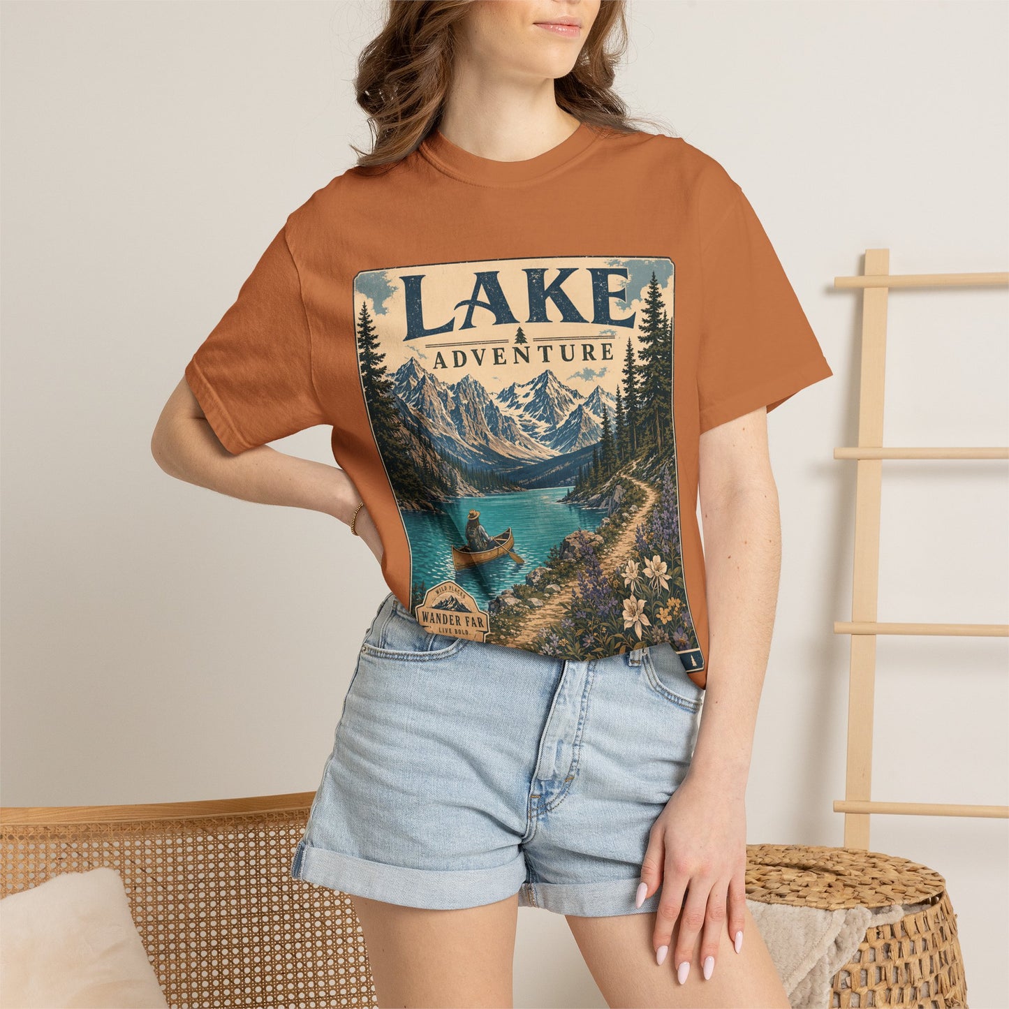 Lake Adventure T-Shirt — Retro Mountain Lake Graphic Tee