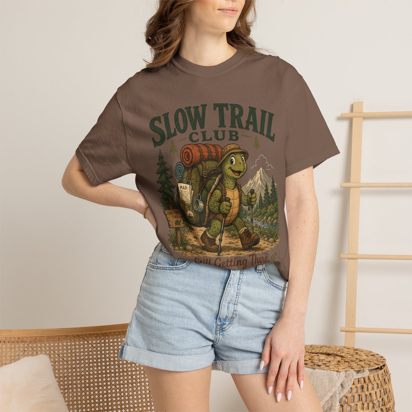Slow Trail Club T-Shirt — “Still Getting There” Hiking Turtle Graphic Tee