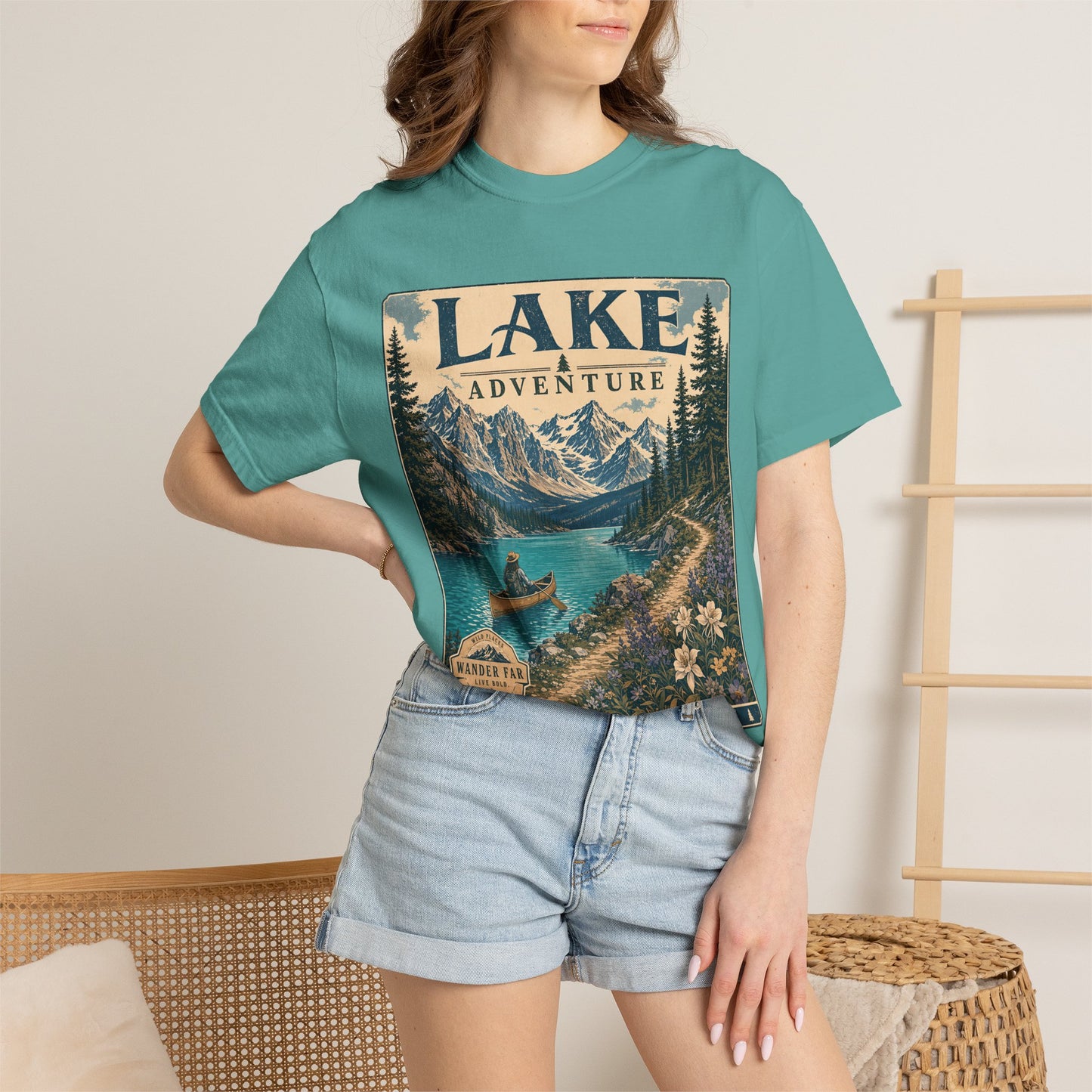 Lake Adventure T-Shirt — Retro Mountain Lake Graphic Tee