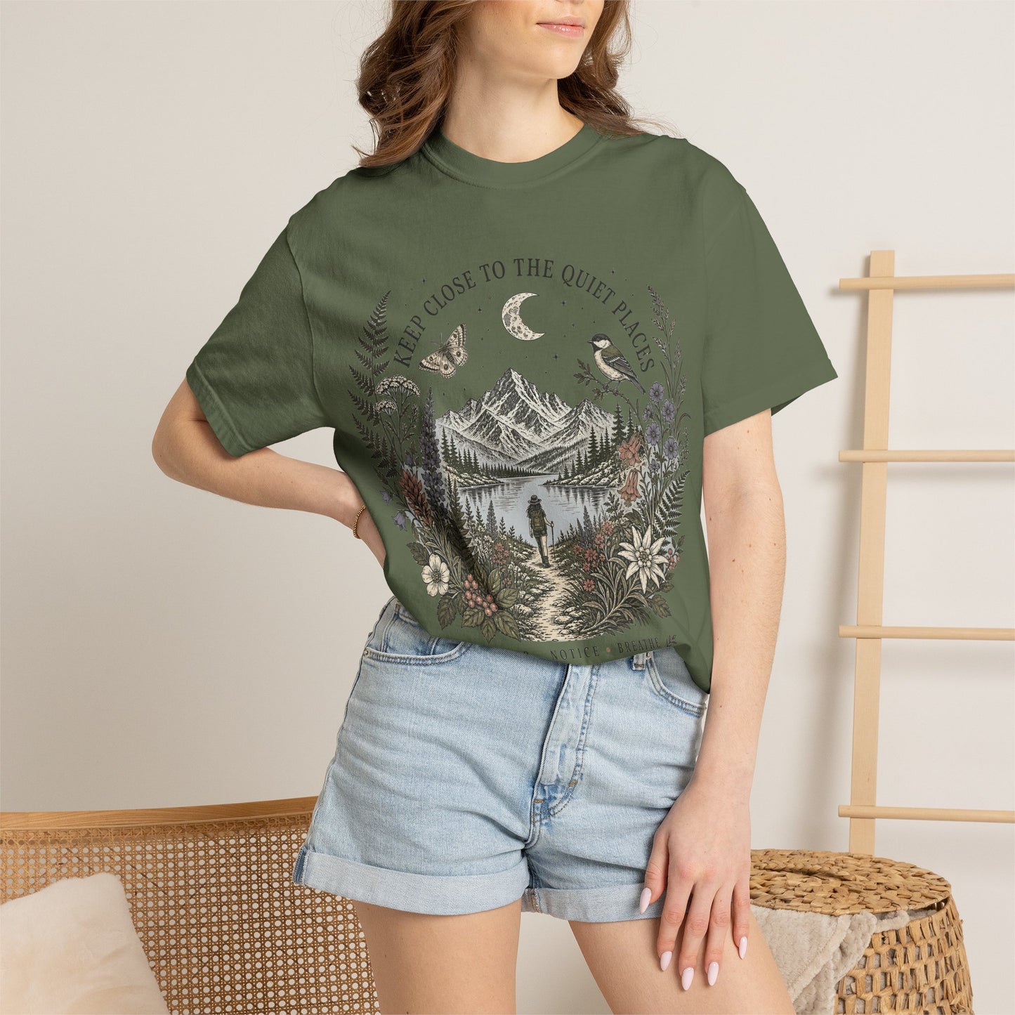 Nature Scene T-Shirt — "Keep Close to the Quiet Places" Graphic Tee