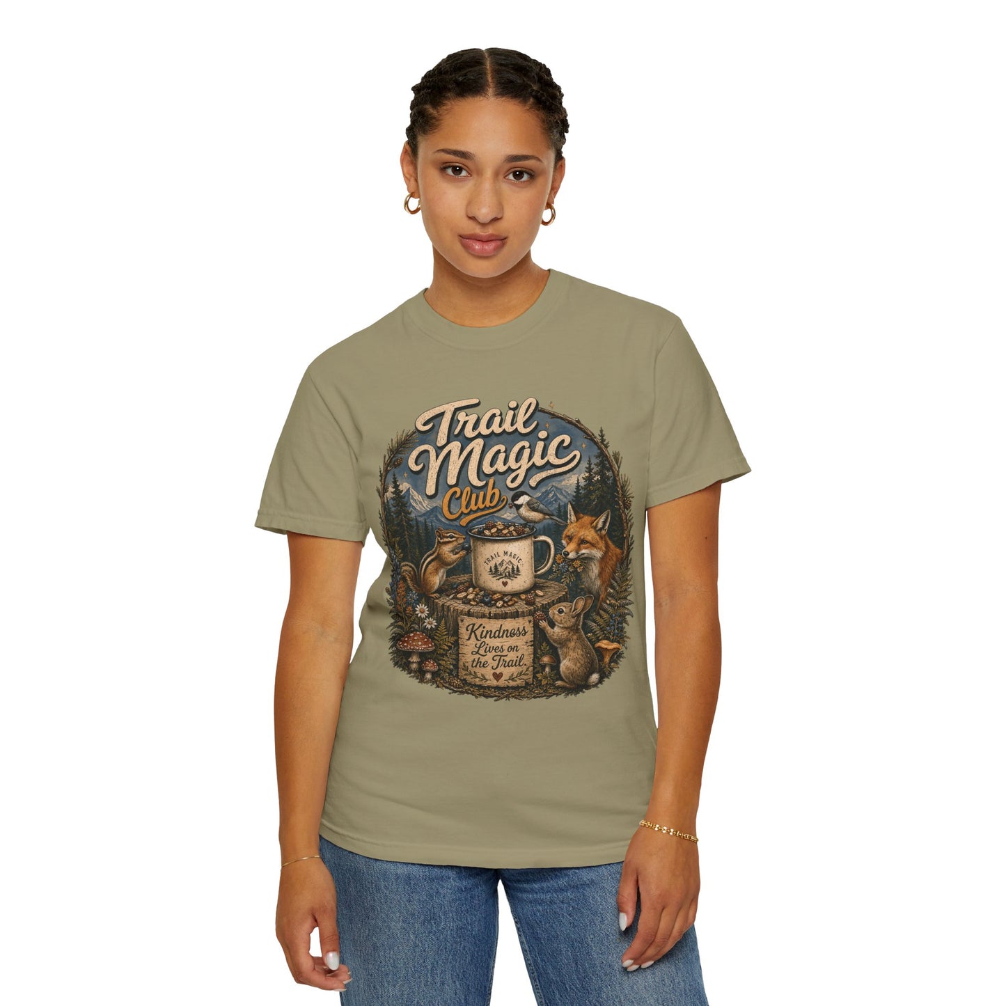 Trail Magic Club T-Shirt — Woodland Fox & Wildlife Coffee Camp Tee